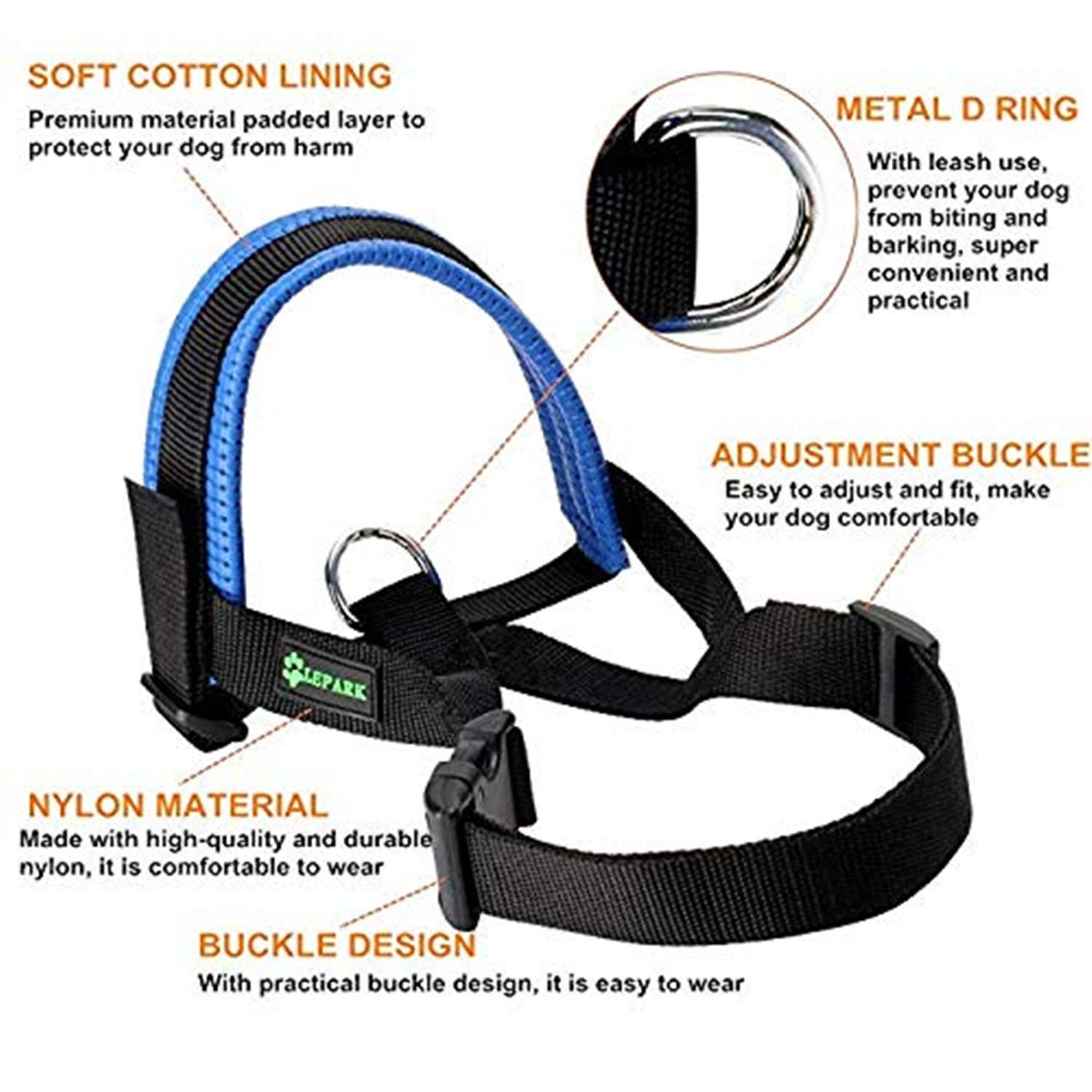Nylon Dog Muzzle For Small,Medium,Large Dogs Prevent From Biting,Barking And Chewing,Adjustable Loop(S/Blue)