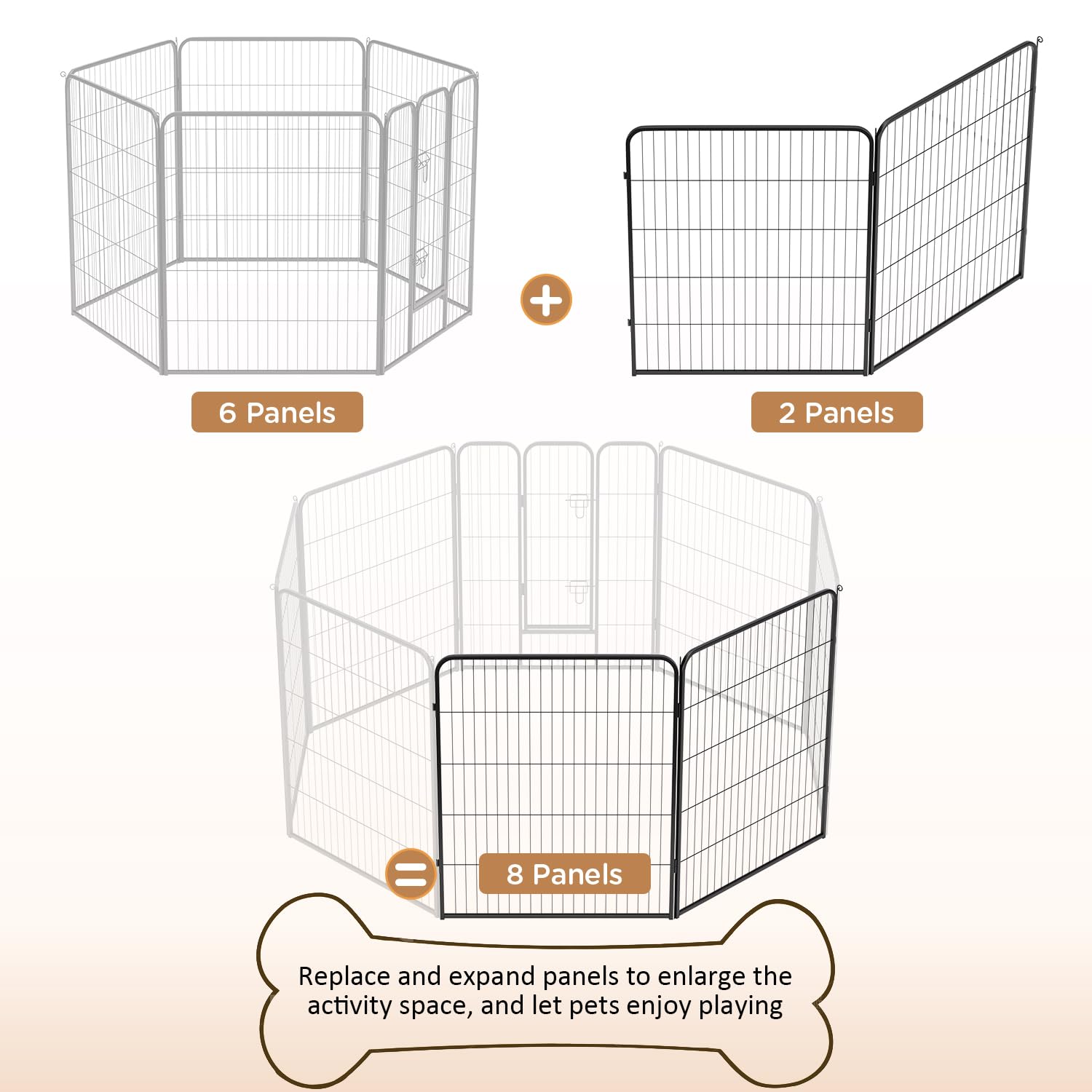 Bestpet Dog Playpen Indoor 40 Inch Height 2 Panels Dog Pen For Medium And Large Dogs, Exercise Pen Pet Dog Fence With Doors Pet