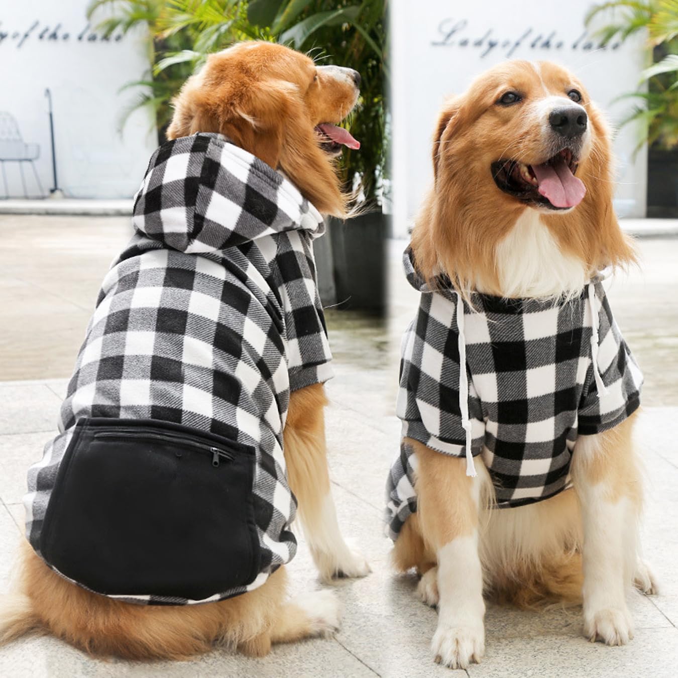 Mrcopetal Plaid Dog Clothes Soft Brushed Fleece Hoodies With Zipper Pocket - Winter Coat Cotton Pet Hoodie For Small To 5Xl Dogs