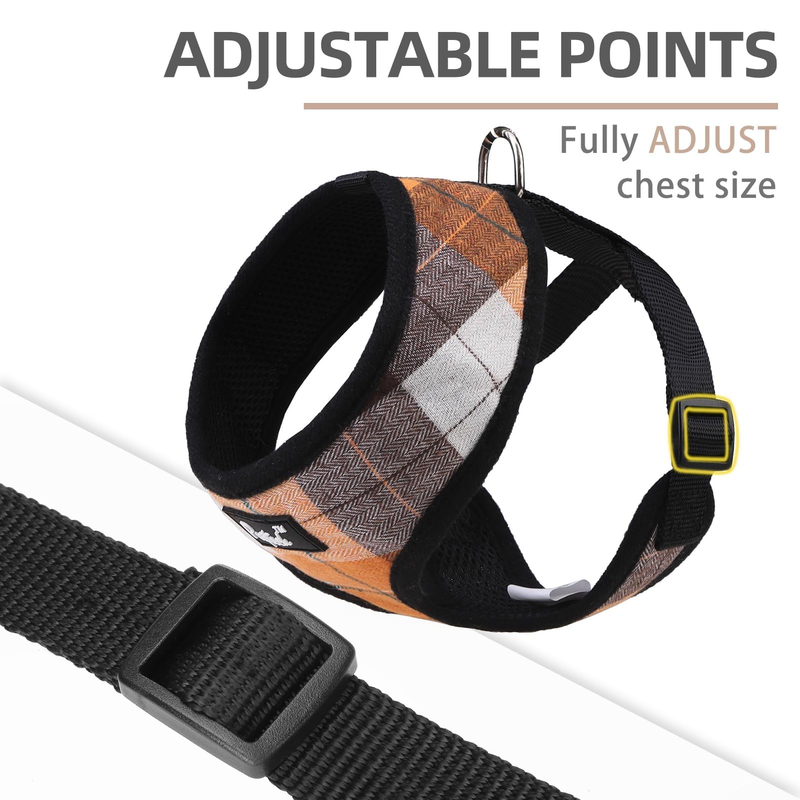 Pupteck Soft Mesh Dog Harness And Leash Set Pet Puppy Cat Comfort Padded Vest No Pull Harnesses, Orange, M