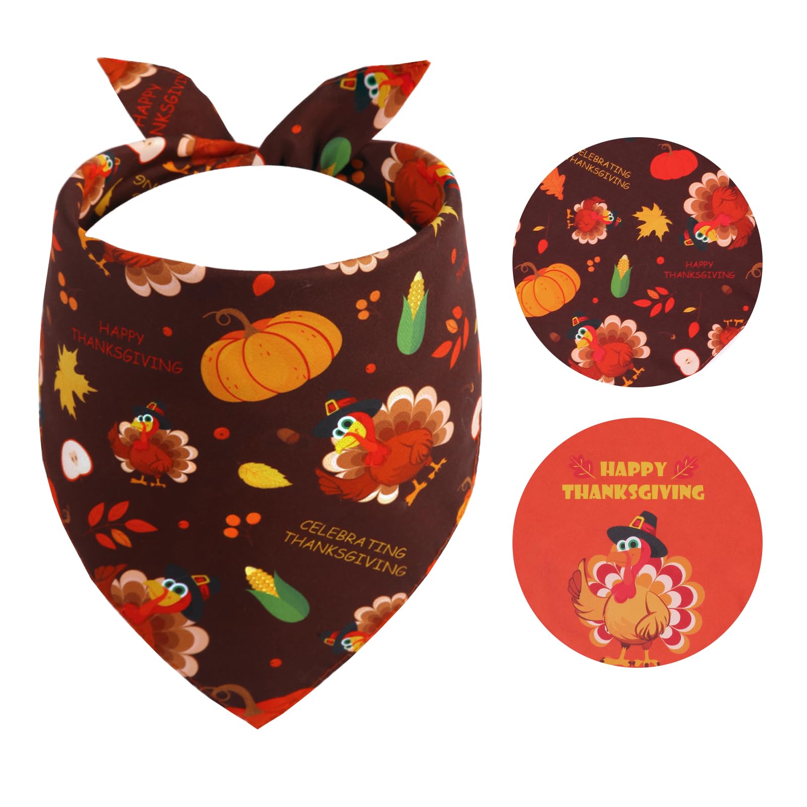 Gofshy Thanksgiving Dog Bandana Large 1Pcs, Triangle Reversible Holiday Scarf For Boy And Girl, Fall Autumn Bibs Accessories For