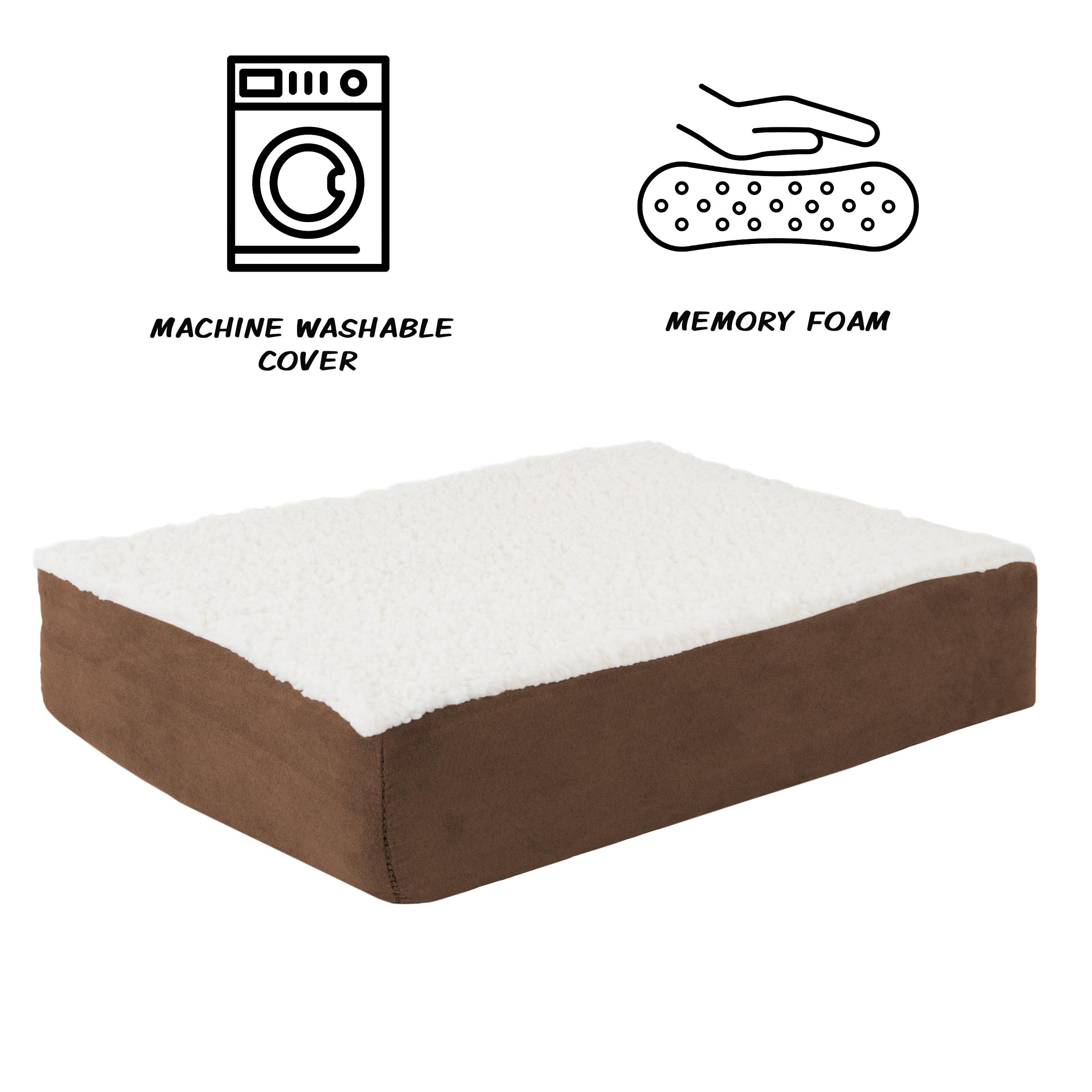 PETMAKER Orthopedic Dog Bed - 2-Layer Memory Foam Crate Mat with Machine Washable Sherpa Cover - 20x15 Pet Bed for Small Dogs Up