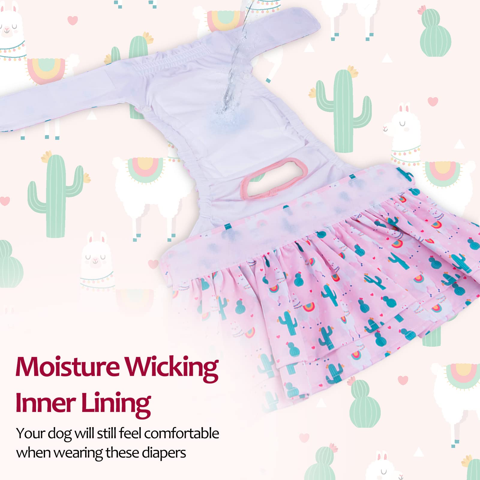 Cutebone Female Dog Diapers With Skirts 3 Pack Reusable Puppy Dresses Pants For Heat Cycle Period Qbd01L