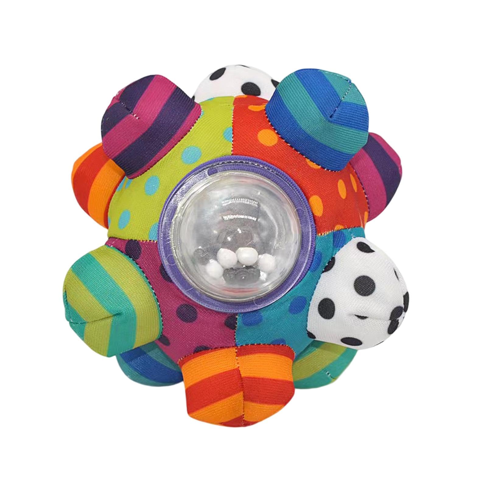 Plush Rattle Ball Durable Biting Sensory Toy for Kittens Relieve Boredom Fun White Black