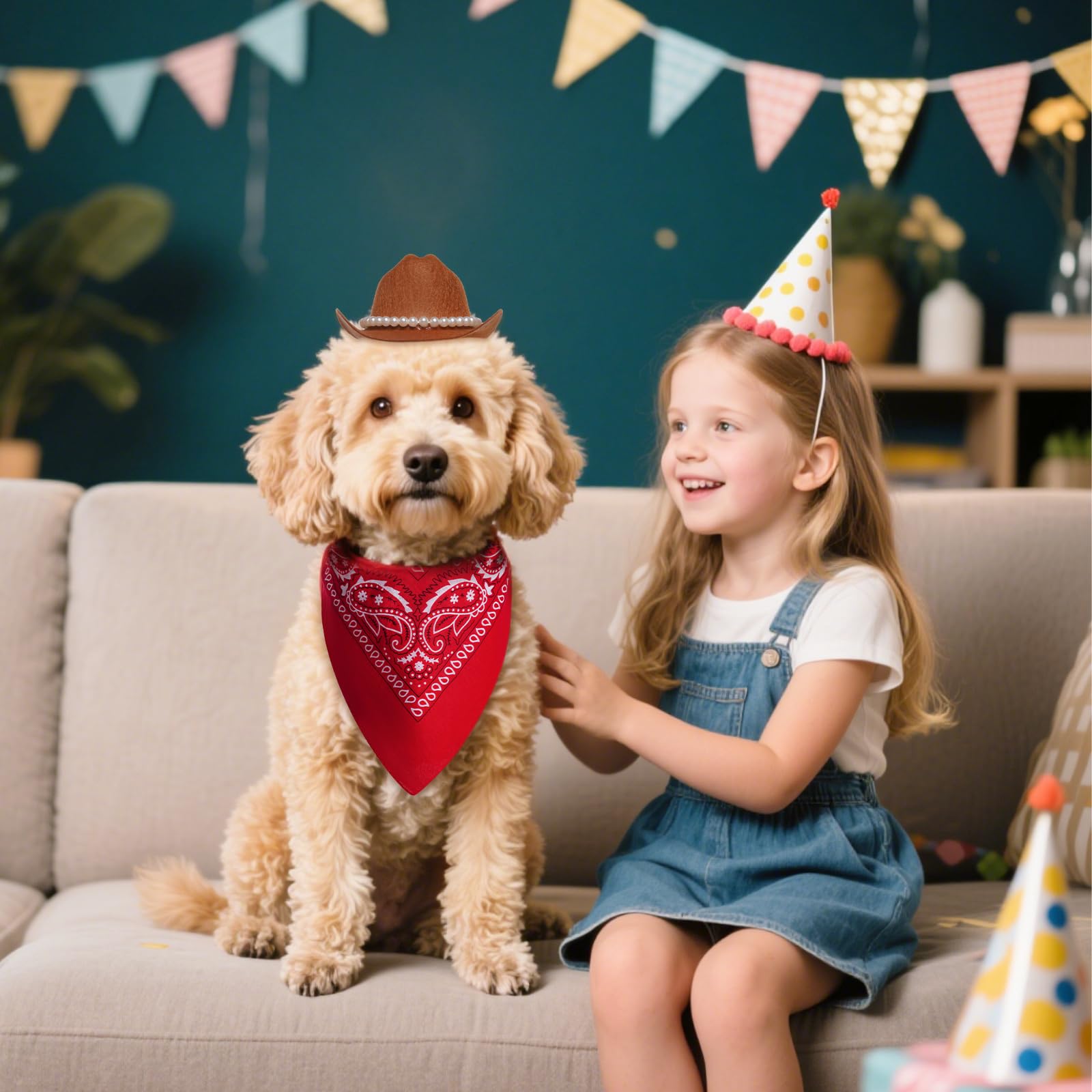 Haakong Pet Cowboy Costume Accessories Halloween Costumes For Small Pet Dogs Cat Cowboy Hat For Dogs And Bandana Scarf Halloween