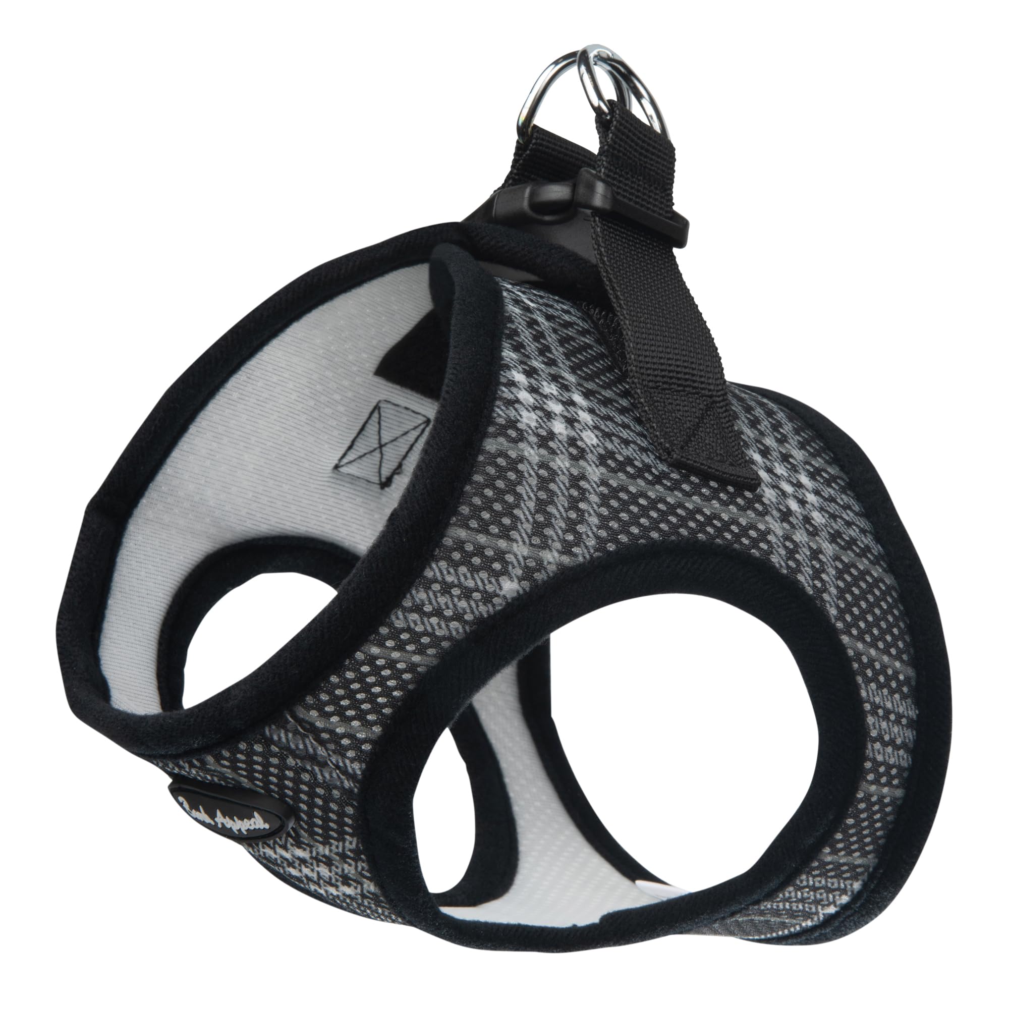 Bark Appeal Black Plaid Step-in Dog Harness for X-Large to 2X-Large Pets - Updated Sizing, Re-Measuring is Essential - Soft Vest