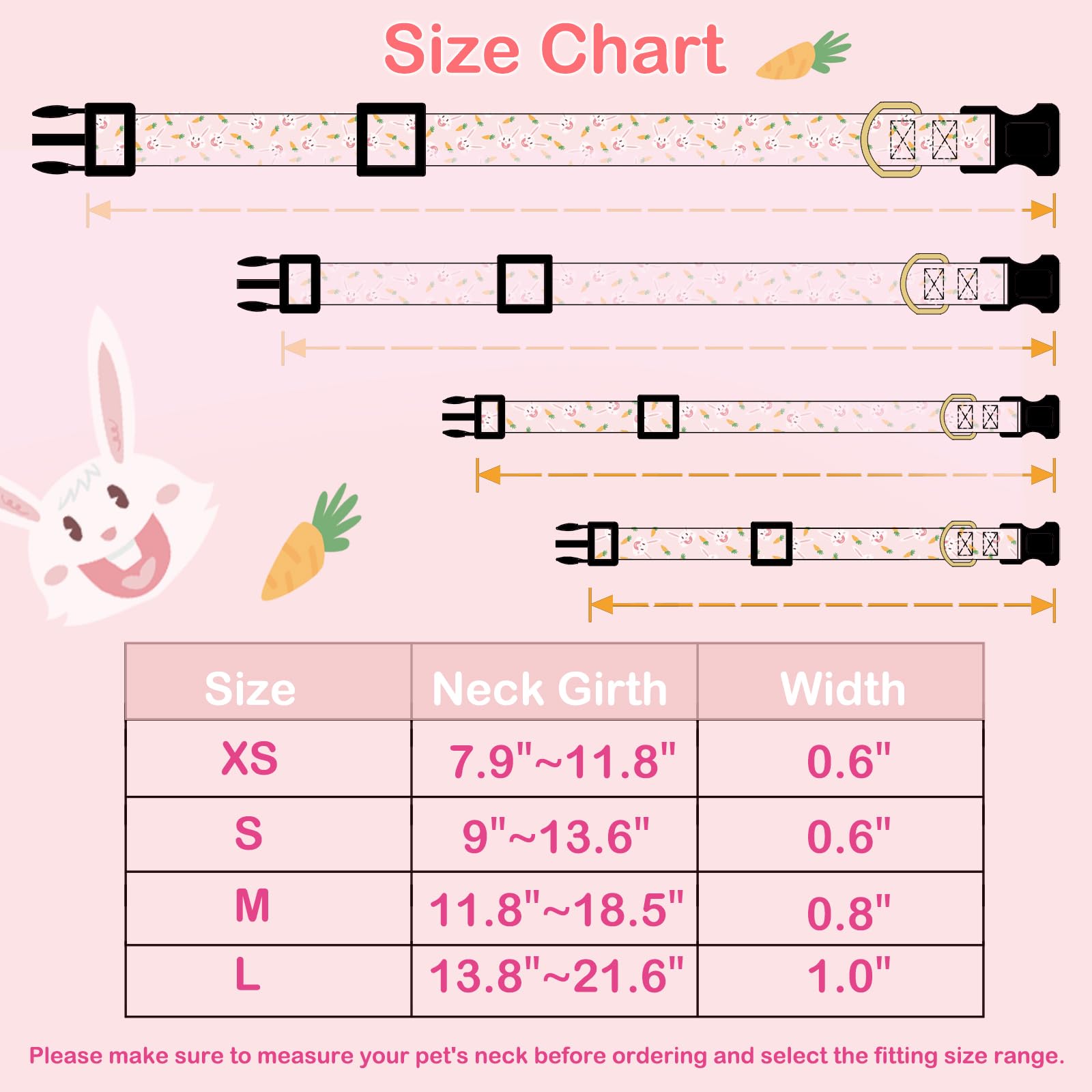 Faygarsle Cute Easter Collar For Small Medium Large Dogs Girl Boy Female Male Dog Pink Cotton With Adorable Rabbit Print Easter Puppy Collar With Easter Egg Charm Xs