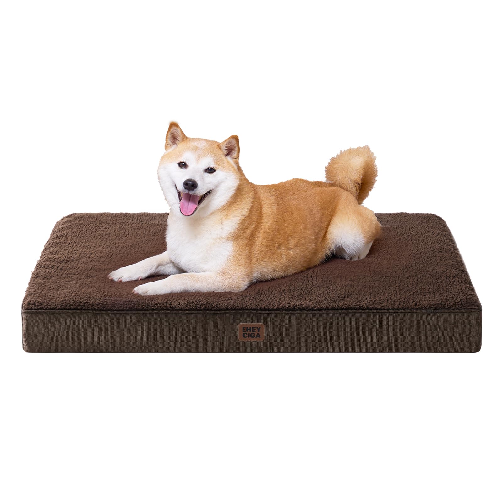Eheyciga Orthopedic Foam Dog Bed For Large Dogs, 35'L X 23'W X 3.5'Th, Brown
