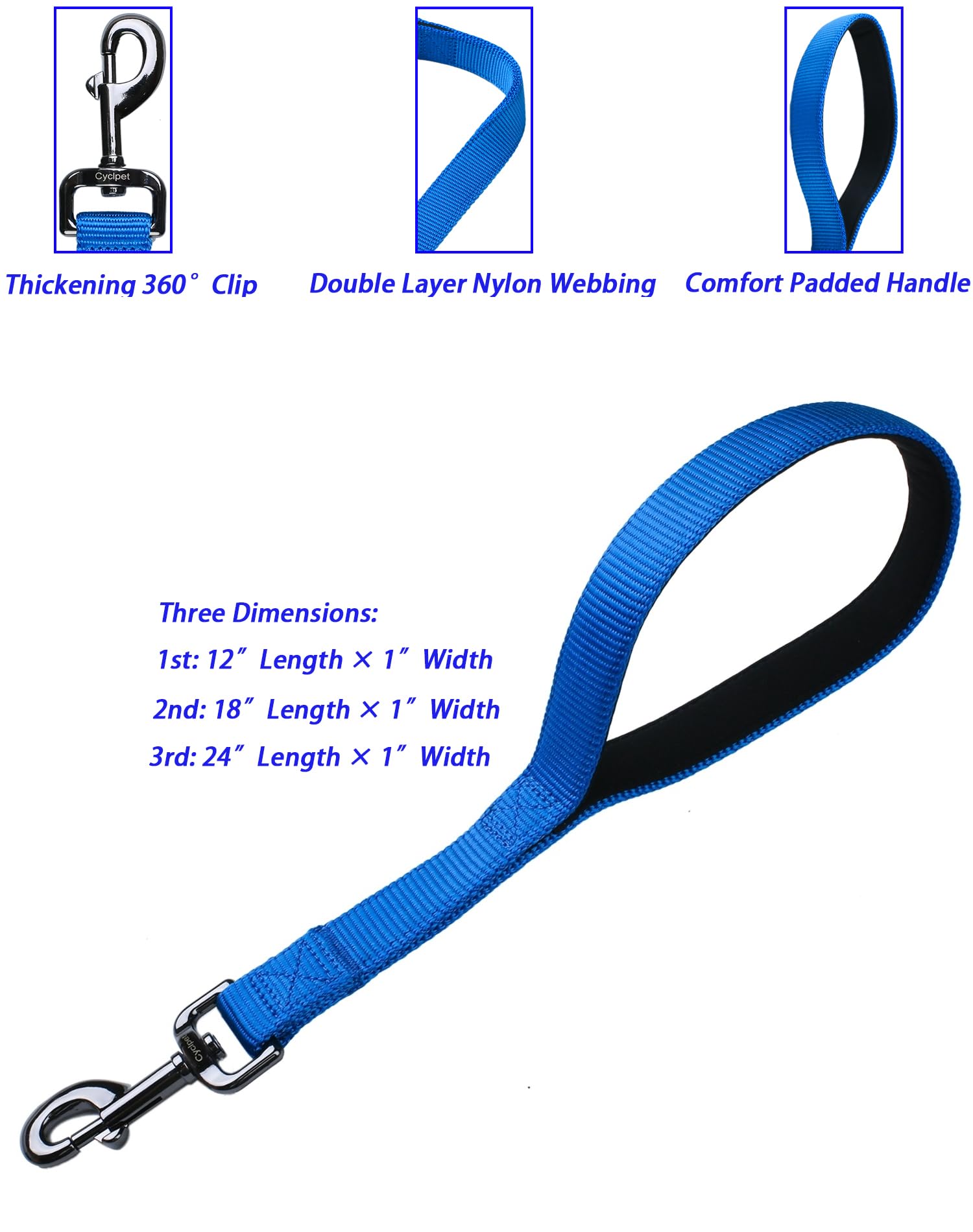 Cyclpet Premium 12 Inches Nylon Short Dog Leash With Heavy Duty Clip And Soft Padded Handle For Large Medium Breed Dogs Daily Us