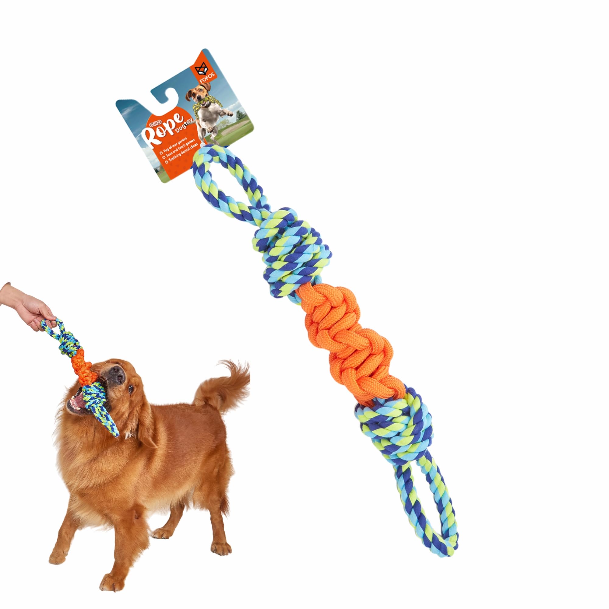 Barkbutler X Fofos Flossy Rope Toys For Dogs  Dog Chew Toy, Dog Toys For Large Dogs (1030Kgs)  Blue & Orange