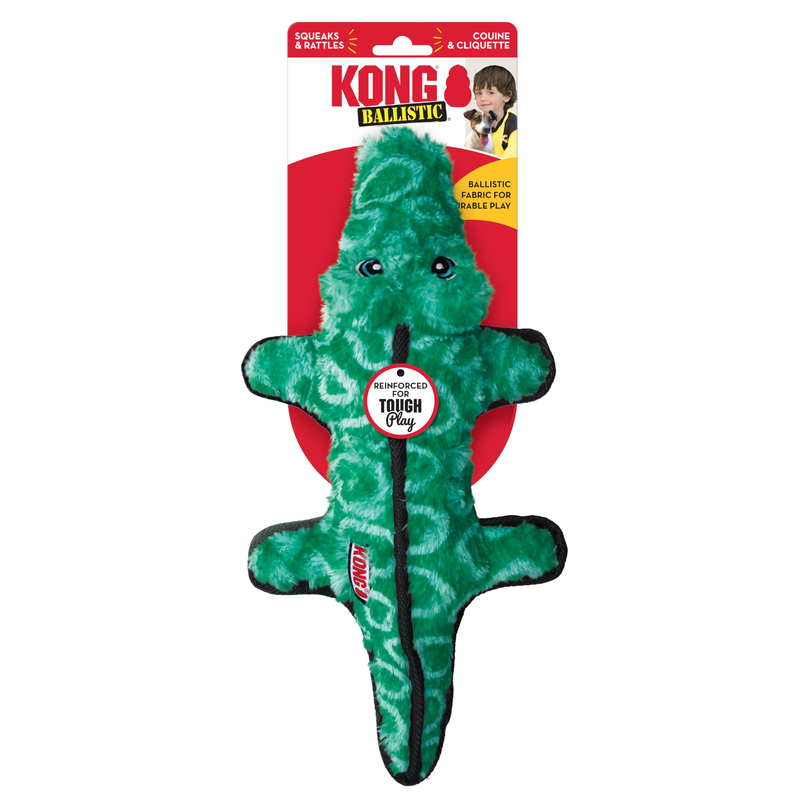 Kong Ballistic Durable Squeaker Dog Toy (Alligator)