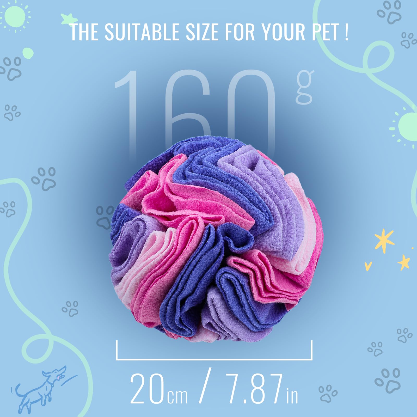Larimuer Pet Snuffle Ball - Interactive Dog Puzzle Sniffing Toy For Blind Dogs Training, Stress Relief & Enrichment - Machine Wa