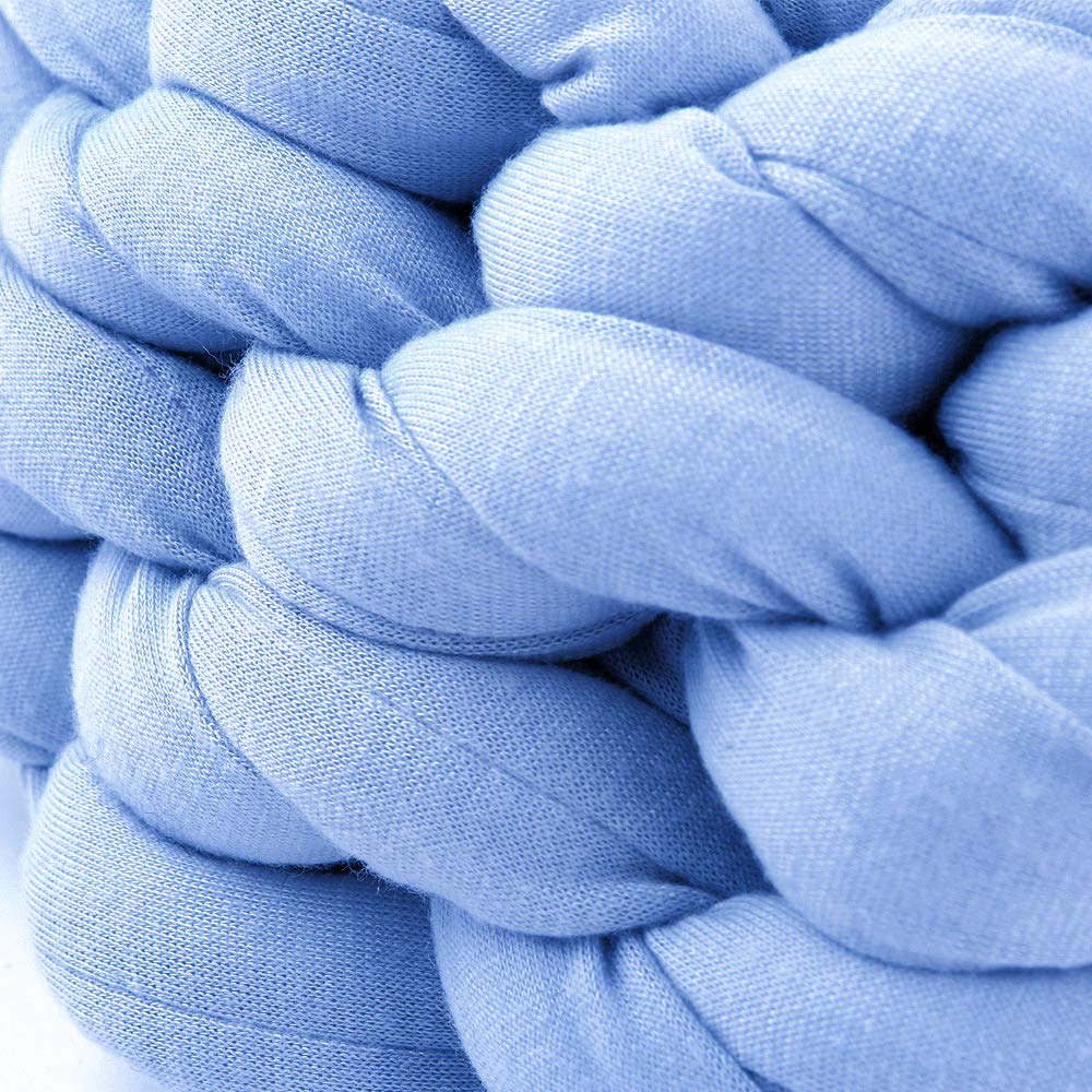 Lucky Monet Cat Basket Bed Cotton Knitted Round Pet Beds For Cats Cute Boho Cat Pet Bed Warm Woven Cat Nest For Puppy Kitten Cats Dogs (19.7', Blue)