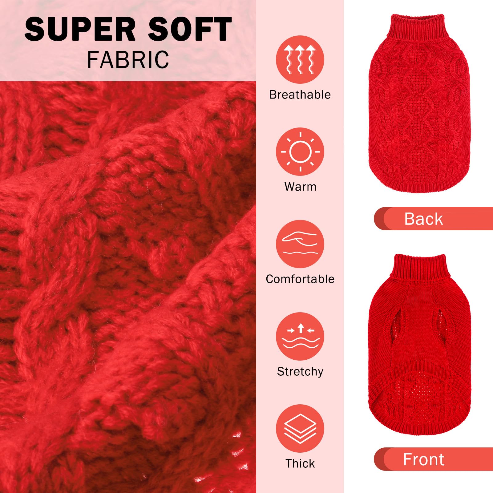 Scenereal Knitted Dog Sweater For Large Medium Small Dogs, Cat Dog Winter Coat Warm Sweatershirts Outfits, Classic Pet Clothes W