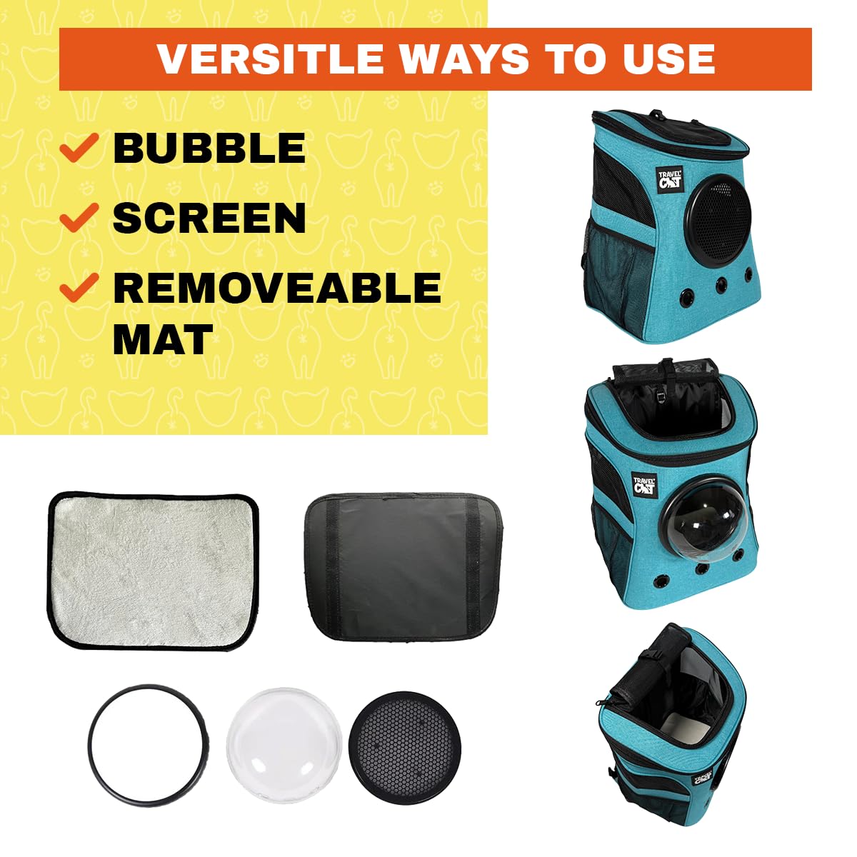 The Fat Cat Aqua Backpack Carrier - Airline Approved Cat Carrier with Space Capsule Bubble for Small Cats and Kittens