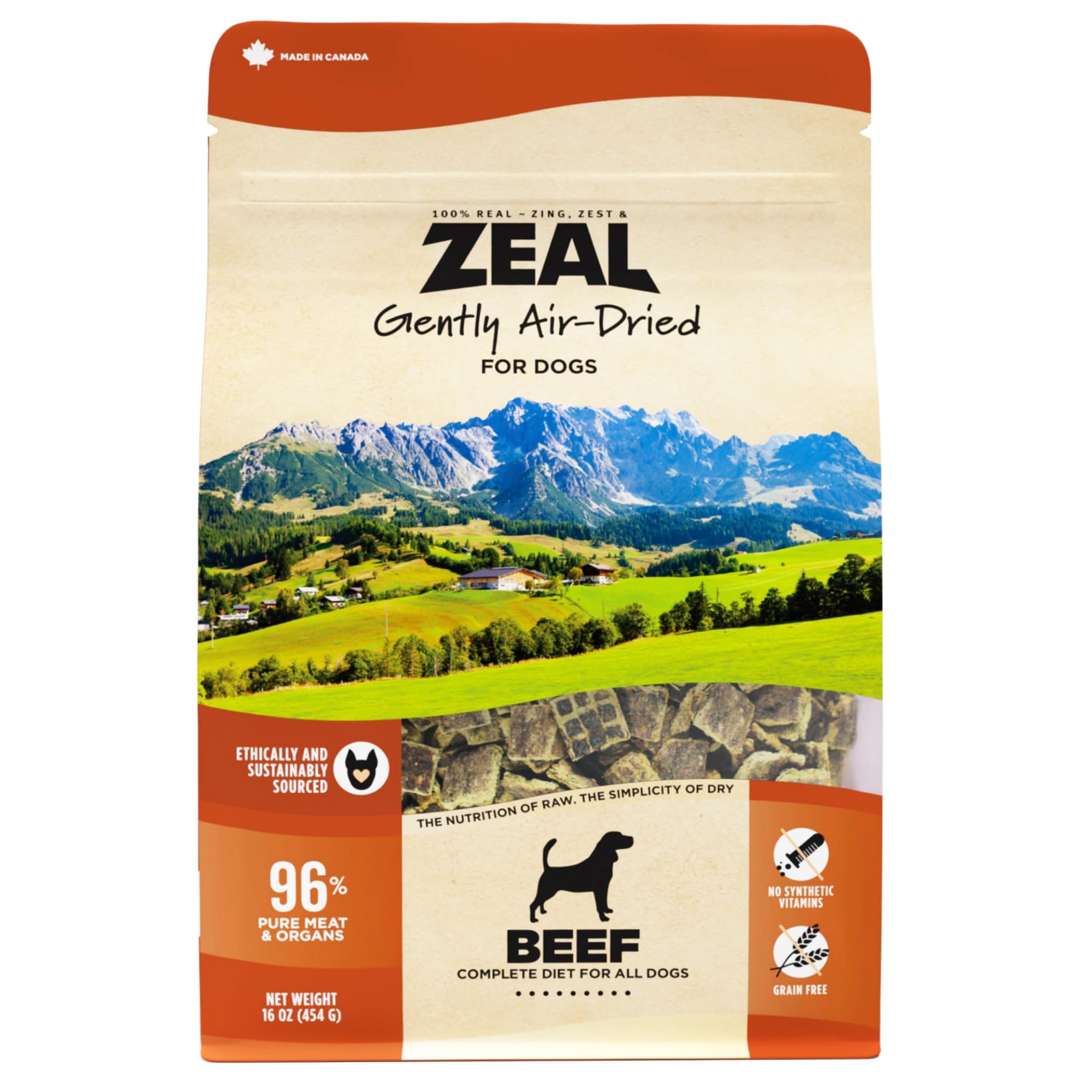 ZEAL Canada Air-Dried Beef Recipe for Dogs - High Protein, Natural Superfoods, Nutrient Rich, No Fillers, Grain Free, Complete &