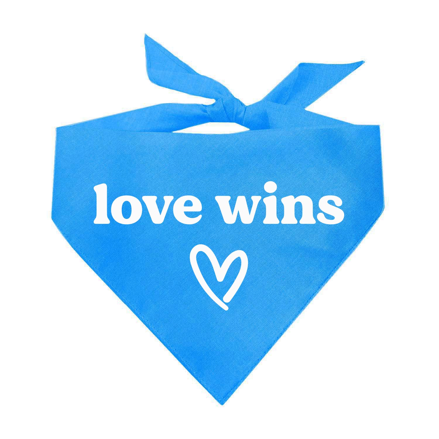 Love Wins Dog Bandana | 100% Cotton Adjustable Triangle | Made In Usa | Pride Day | Lgbtq+ | Rainbow | Parade |Turquoise, One Si