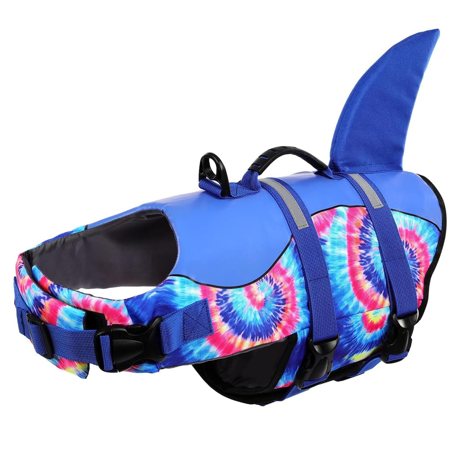 Asenku Dog Life Jacket, High Grade Polyester Oxford Nylon, Quick Drying, Proper Drainage, Shark Design, For Small Dogs, Blue Ban