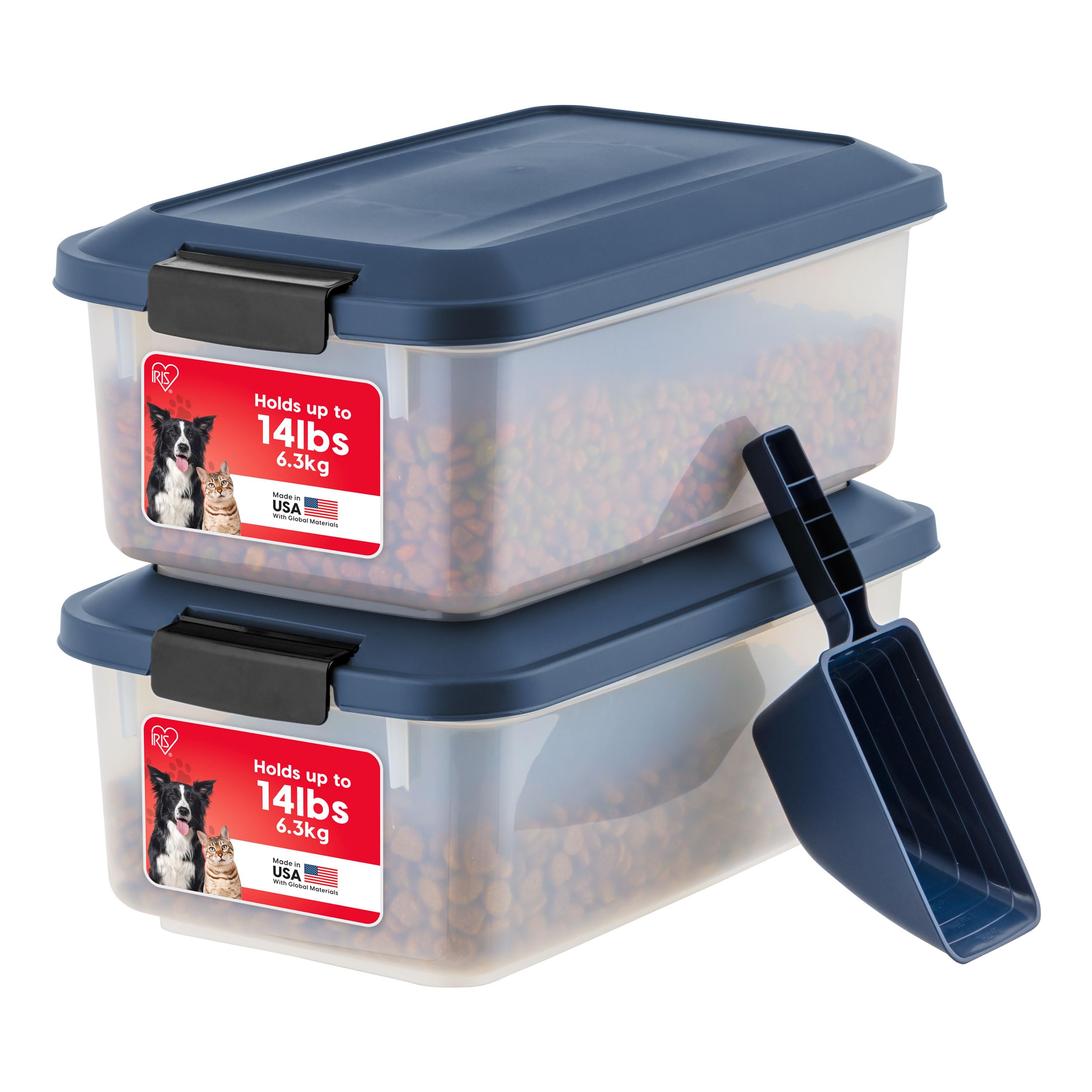 IRIS USA WeatherPro Airtight Pet Food Storage Container, Up to 14 lbs, Dog Cat Bird and Other Pet Food Storage Bin Keep Pests Ou