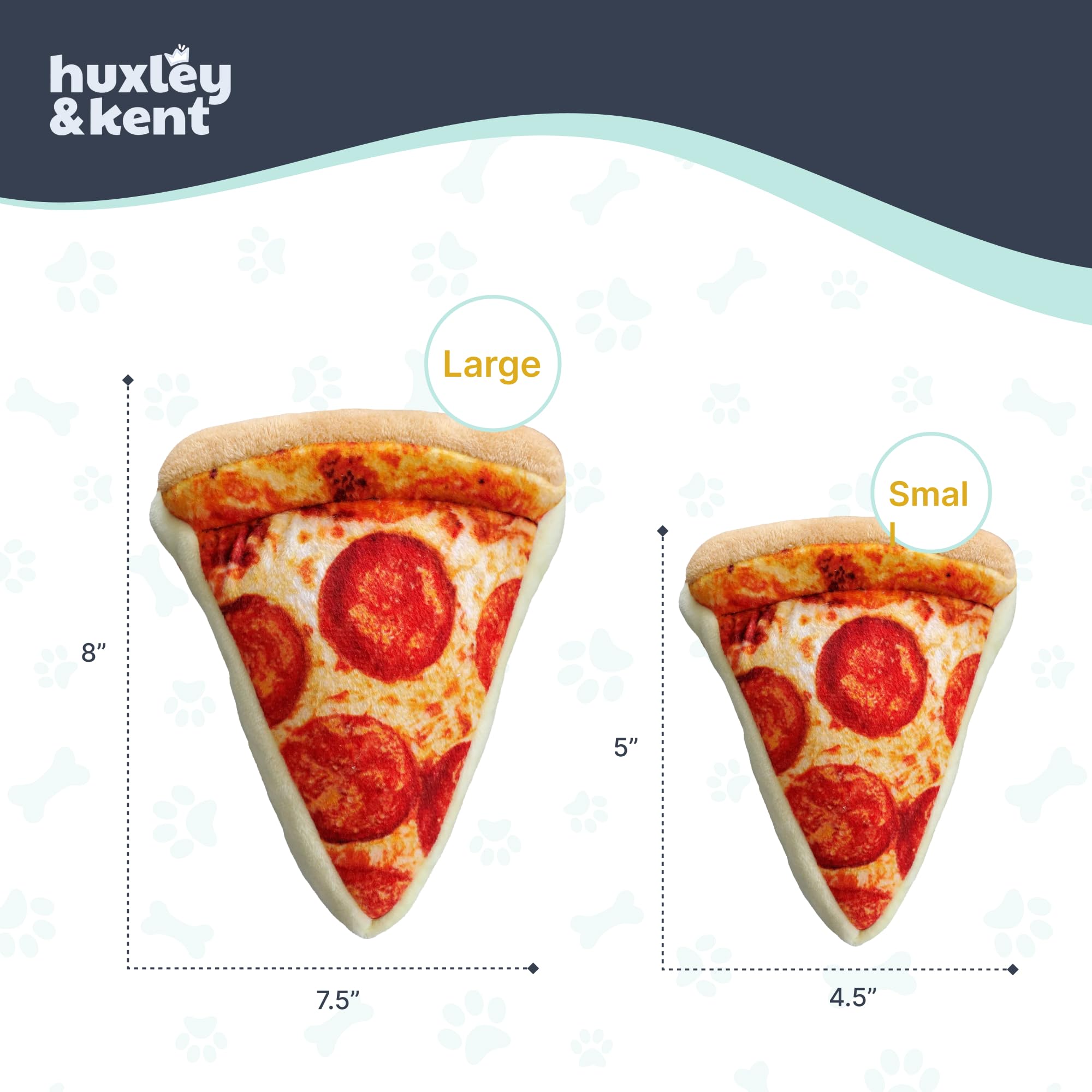 Huxley & Kent For Dogs - Pup-Eroni Pizza (Small) - Power Plush Funny Dog Toy With Squeaker - H&K Squeaky