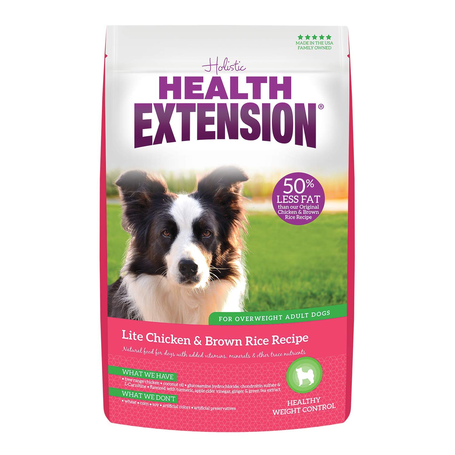 Health Extension Lite Chicken & Brown Rice Dry Dog Food (30 lb / 13.61 kg) - Low-Fat Formula with Glucosamine, Probiotics & Omeg