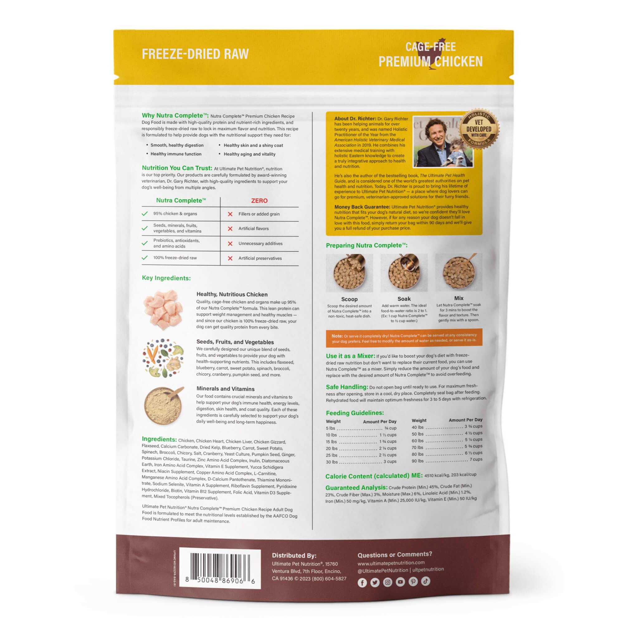 ULTIMATE PET NUTRITION Nutra Complete Raw Freeze Dried Dog Food, Veterinarian Formulated with Antioxidants, Prebiotics & Amino A