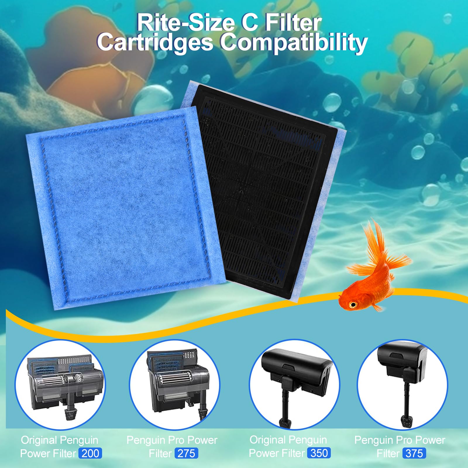 Jiaatga Aquarium Filter Cartridge 12 Pack Rite-Size C & Ez-Change #3 Fish Tank Filter Cartridge Replacement Compatible With Pro