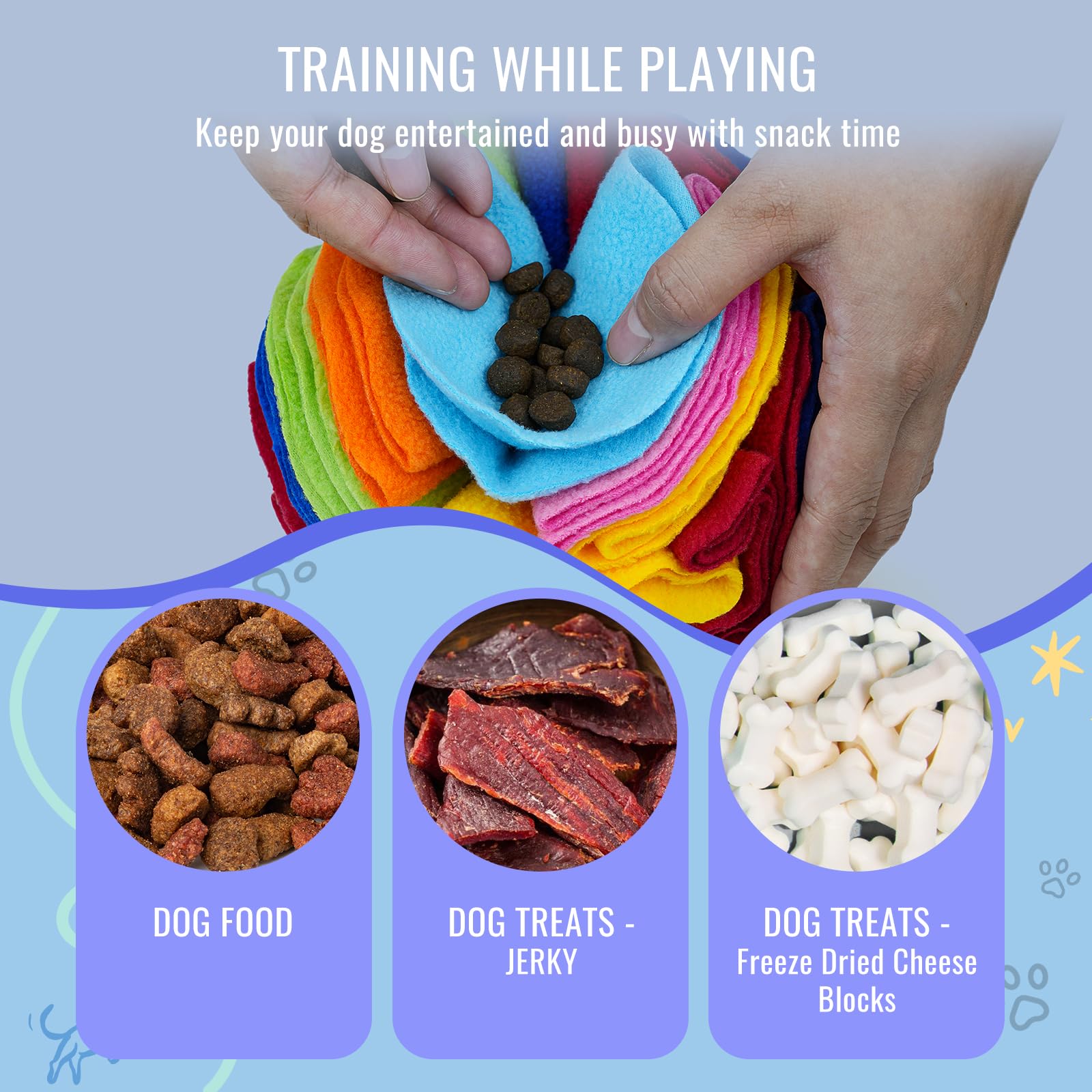 Larimuer Pet Snuffle Ball - Puzzle Sniffing Interactive Dog Toy For Blind Dogs Training & Stress Relief - Machine Washable (20Cm