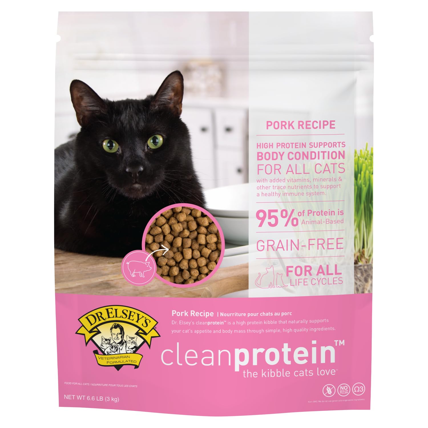 Dr. Elseys cleanprotein Pork Cat Kibble 6.6lb. Bag