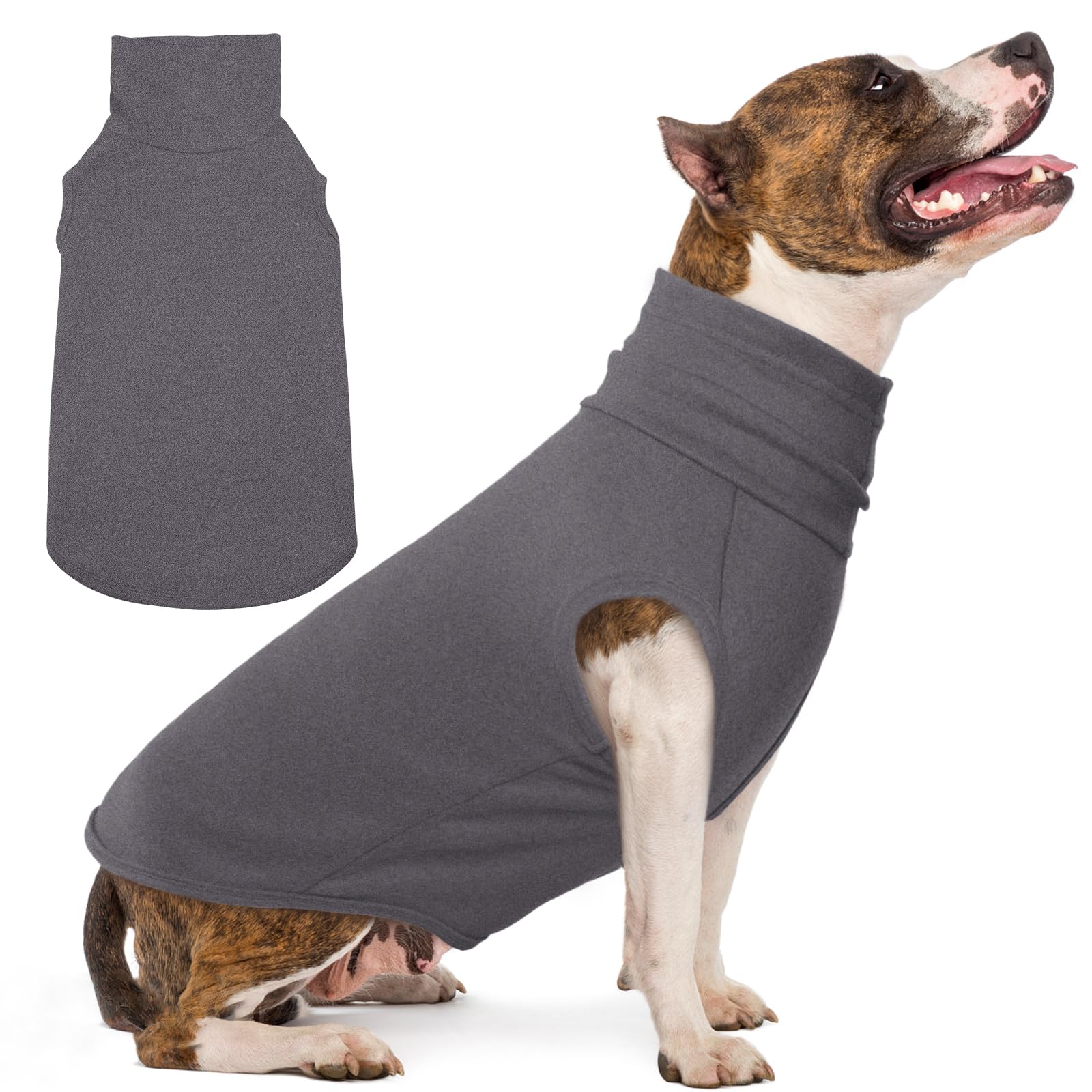 IECOii XL Dog Sweater,Stretch Fleece Vest Dog Sweater -Grey,X-Large,Turtleneck Dog Sweater for Large Dogs Girl Boy,Warm Dog Flee