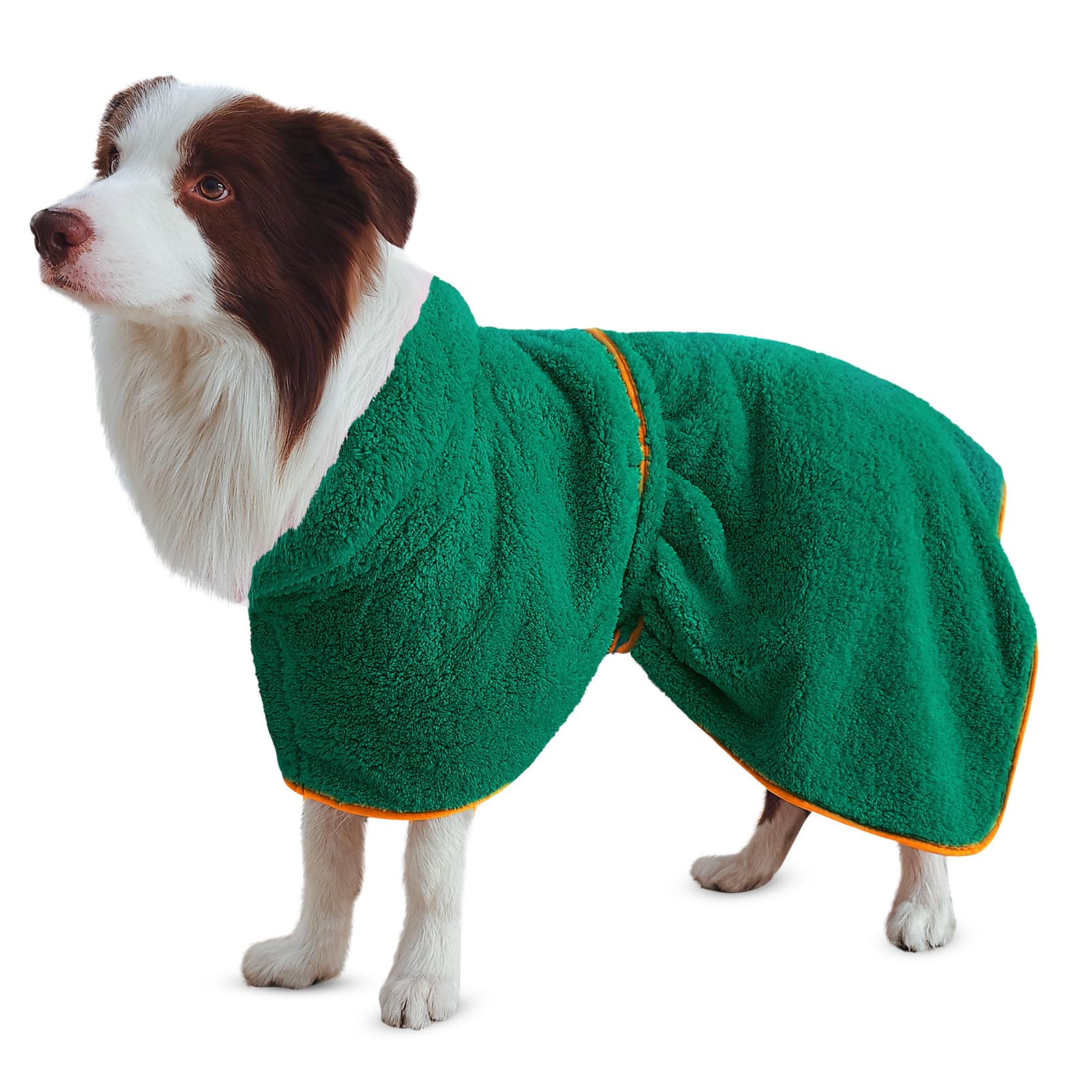 Bienbee Soft Dog Bathrobe,Super Absorbent & Quick-Drying Dog Robe With Hood, Cozy Drying Coat For After Bath, Green Xl