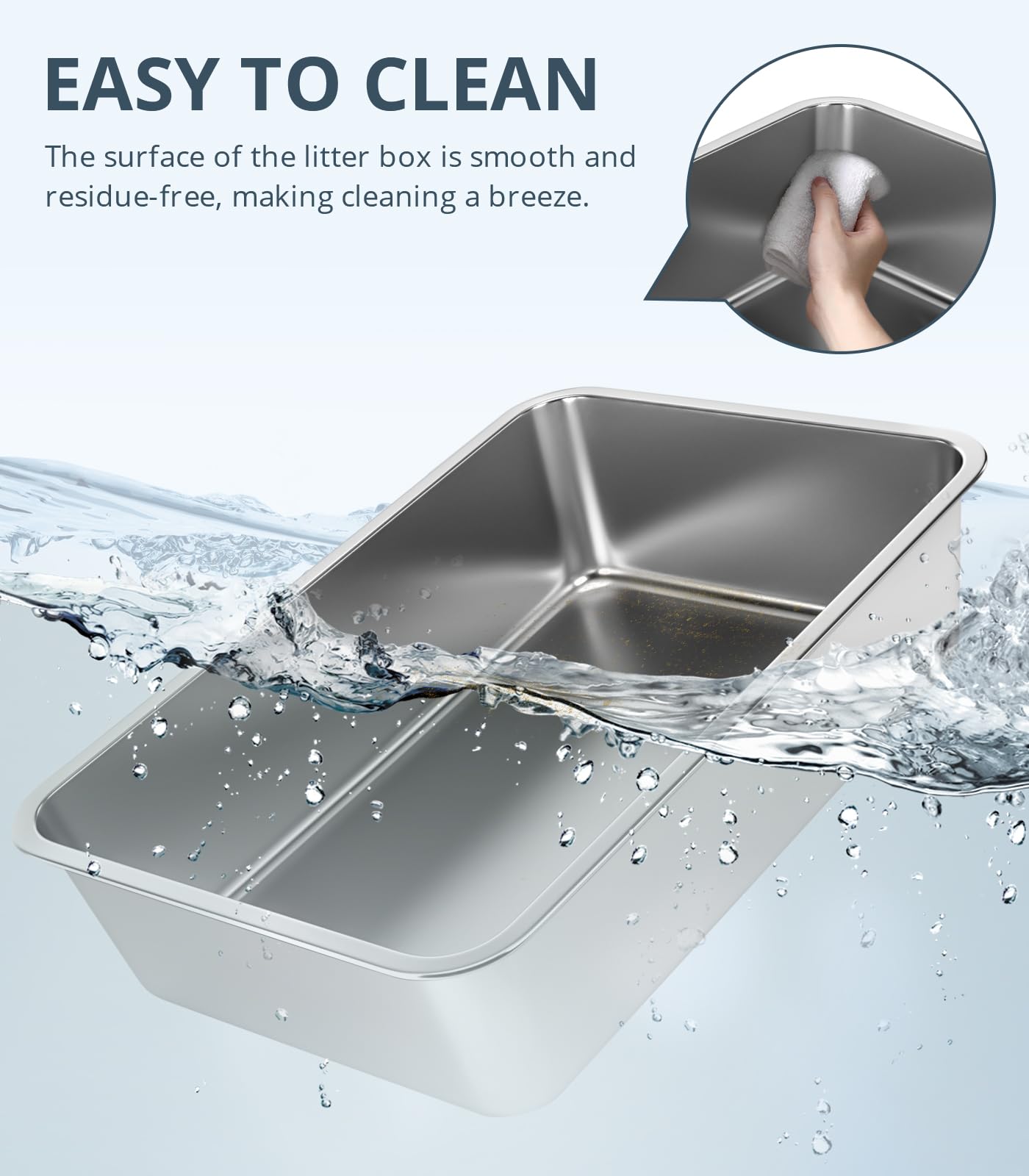 Wenbokmin Stainless Steel Cat Litter Box, 4In Shallow Litter Box For Senior Cats And Kittens, Large Metal Litter Pan Nonstick Od