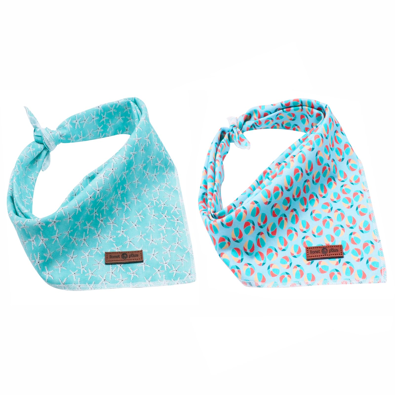 Lionet Paws Summer Dog Bandanas 2 Pack, Blue Washable Dog Triangle Bibs Scarf Dogs Kerchief,Adjustable Triangle Holiday Scarves