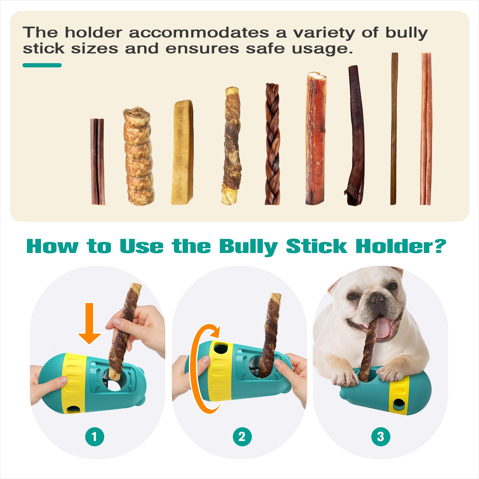 Dog Puzzle Toys Dog Treat Dispensing with Bully Sticks Holder Security Hold Device Interactive Toy to Keep Them Busy Puppy Slow