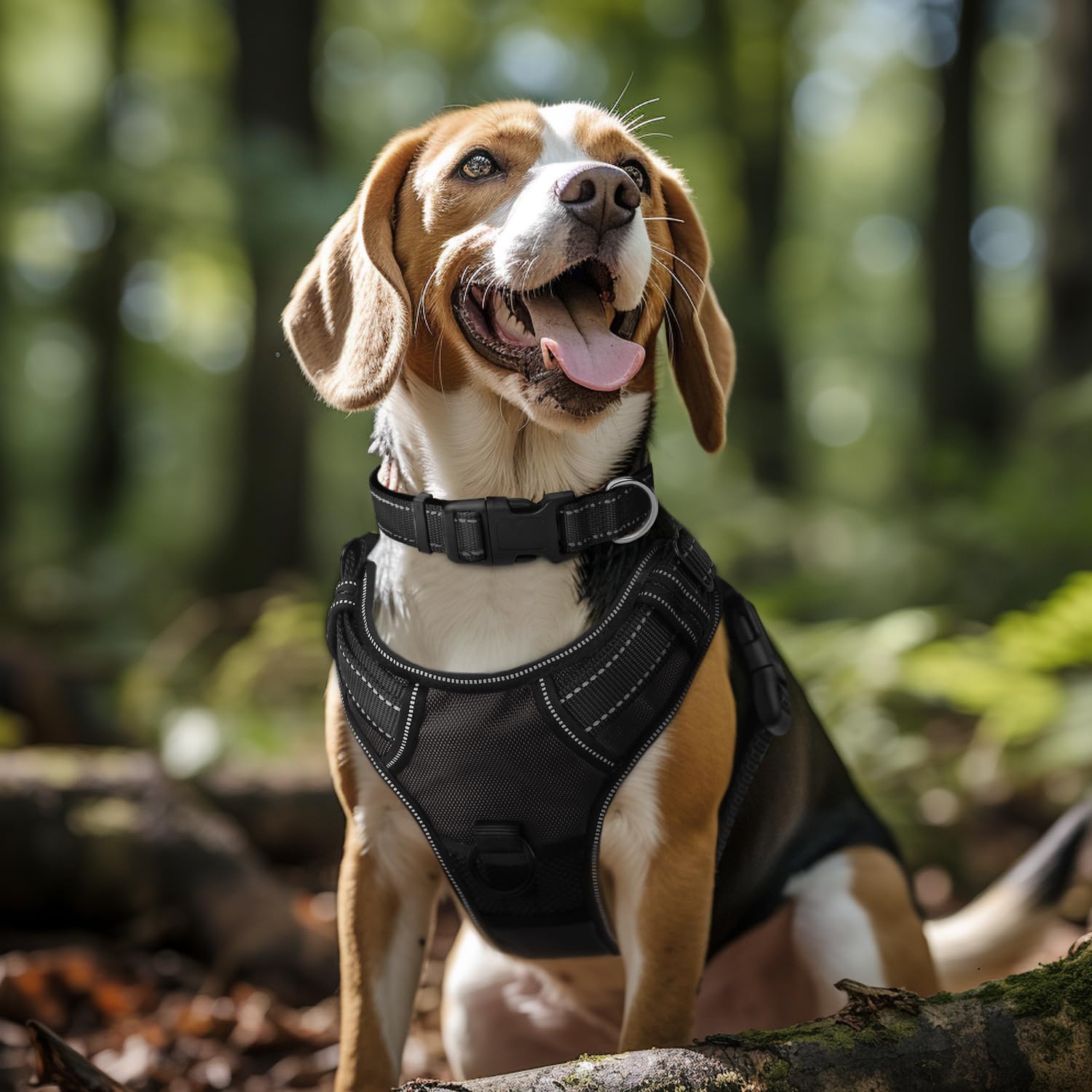 Joytale Reflective Dog Collar,Soft Neoprene Padded Breathable Nylon Pet Collar Adjustable For Medium Dogs,Black,M