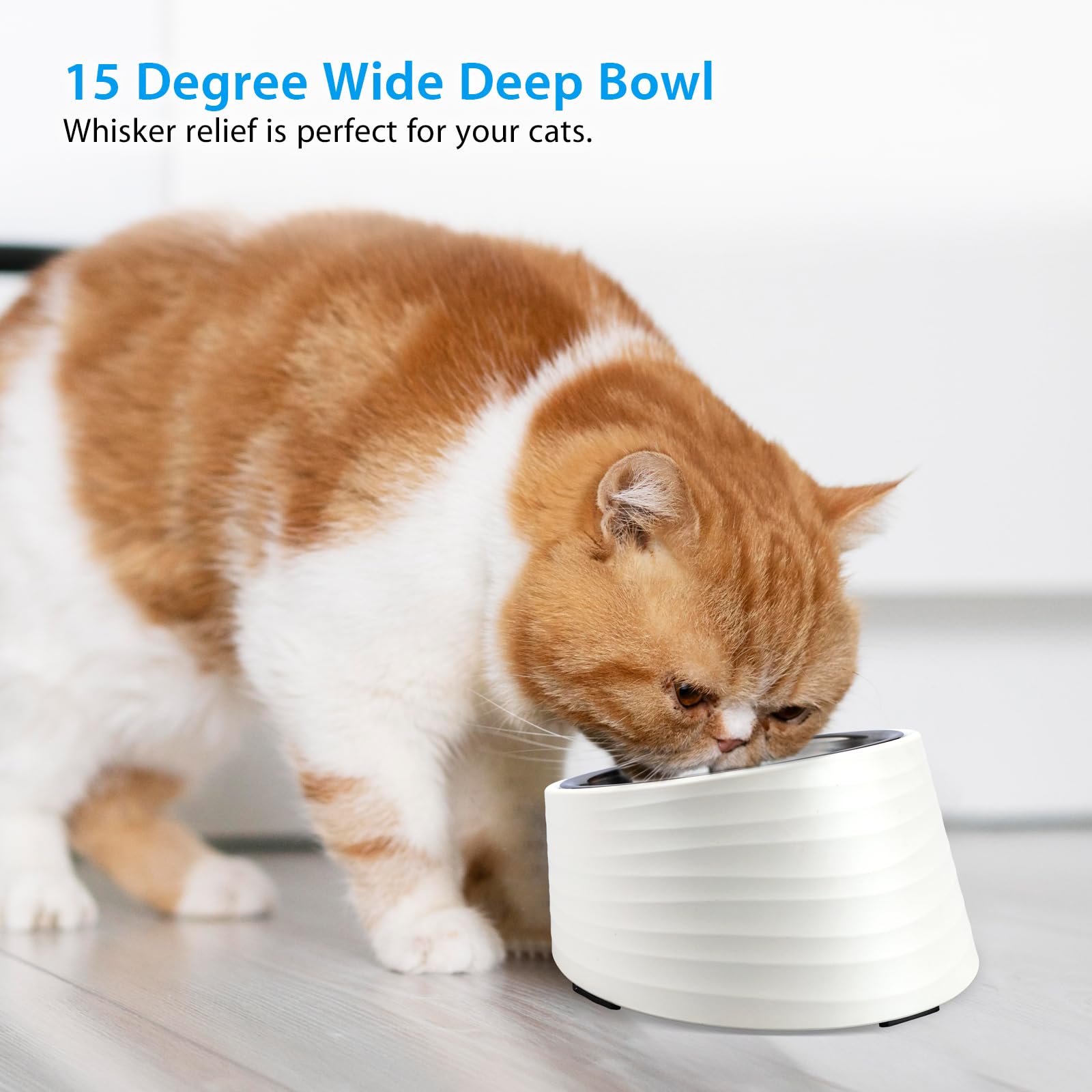 Uppetly Tilted Angle Dog Bowl, 15 Slanted Stainless Steel Dog Cat Food Bowl, Non-Slip & Non-Spill Pet Feeder with Elevated Detac