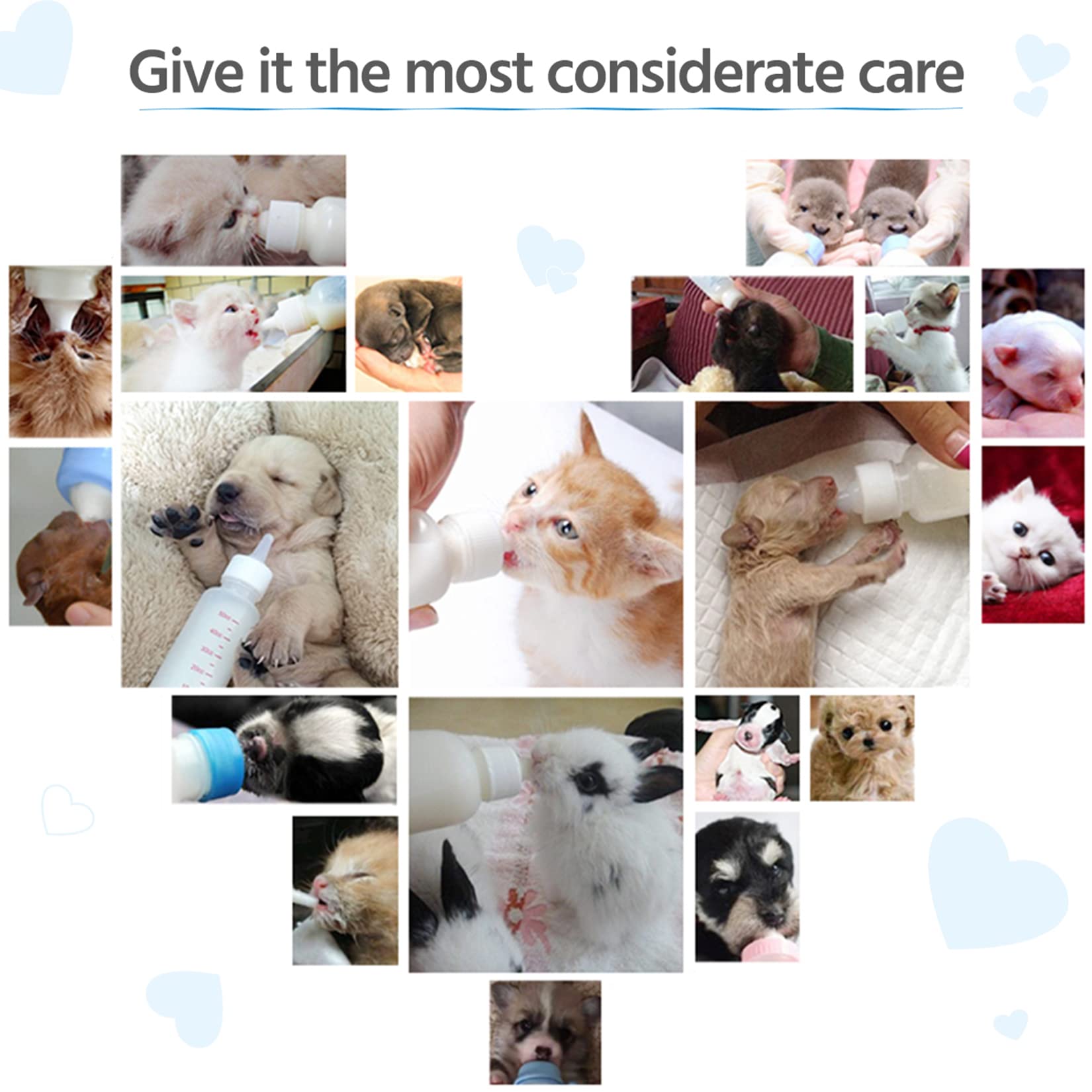 Puppy Kitten Bottle For Nursing, Newborn Pet Dog Cat Rabbit Feeding Bottles With Nipples Feeder Kit