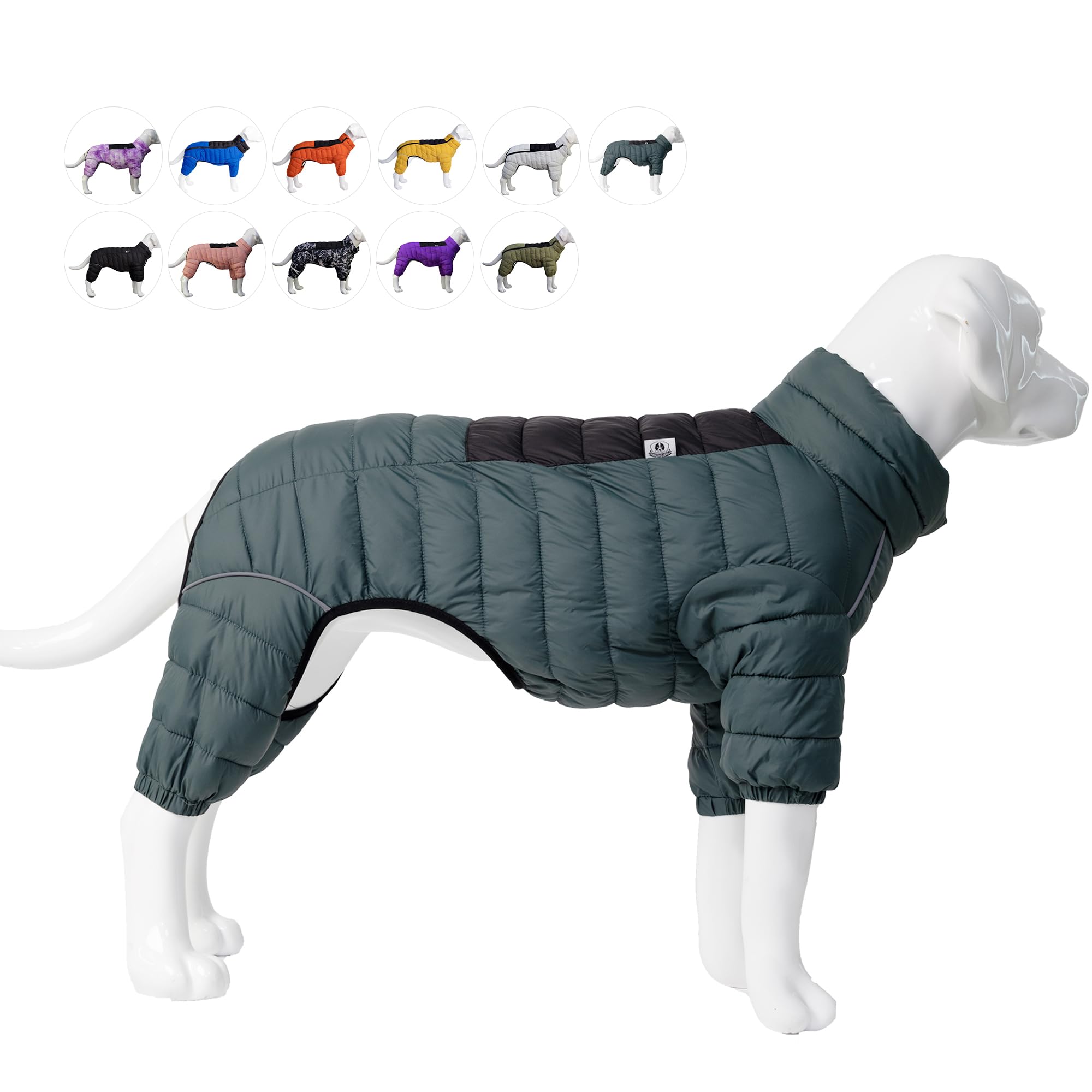 Armygreen Dog Coat - Reflective Warm Vest For Small, Medium, Large Dogs, Waterproof, Windproof, Zippered, Adjustable Xxl