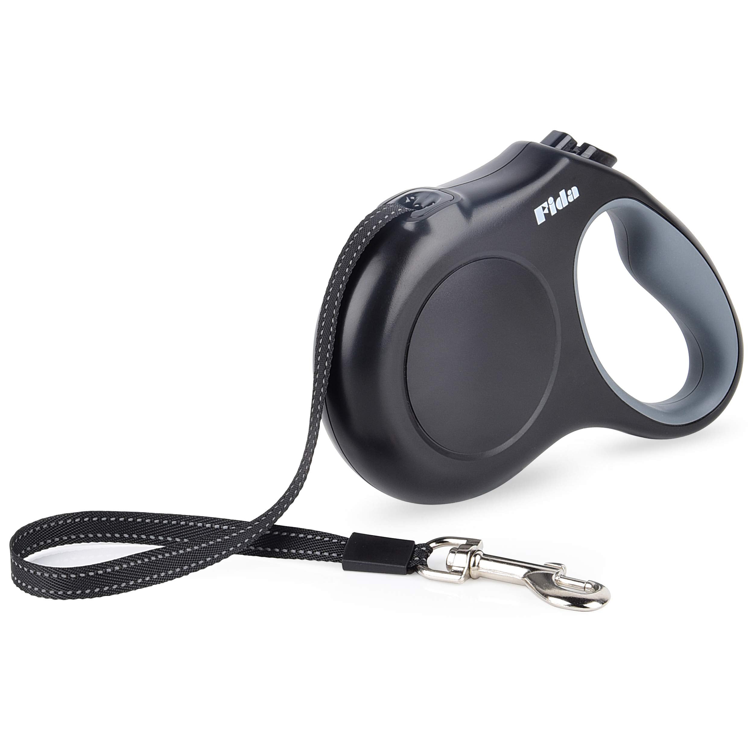 Fida Retractable Dog Leash - 16 ft, Tangle Free, Small Dogs up to 26 lbs, Black, Durable Resin Material