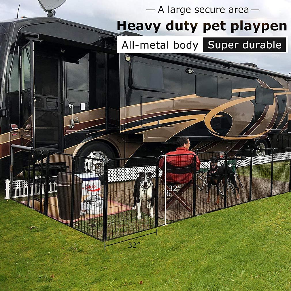 BestPet | Dog Playpen | 32 Inch, 8 Panels | Heavy Duty Metal Pet Exercise Pen | Indoor Outdoor Fence Panels | Rust-Resistant, Re