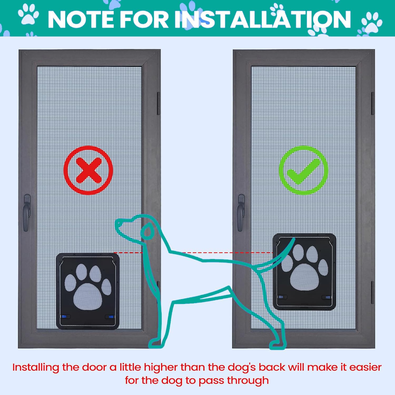 Kagoty Cat Door For Screen Door, Small Dog Screen Door, Magnetic Flap Doggy Door For Sliding Door, Lockable Cat Screen Door, 10