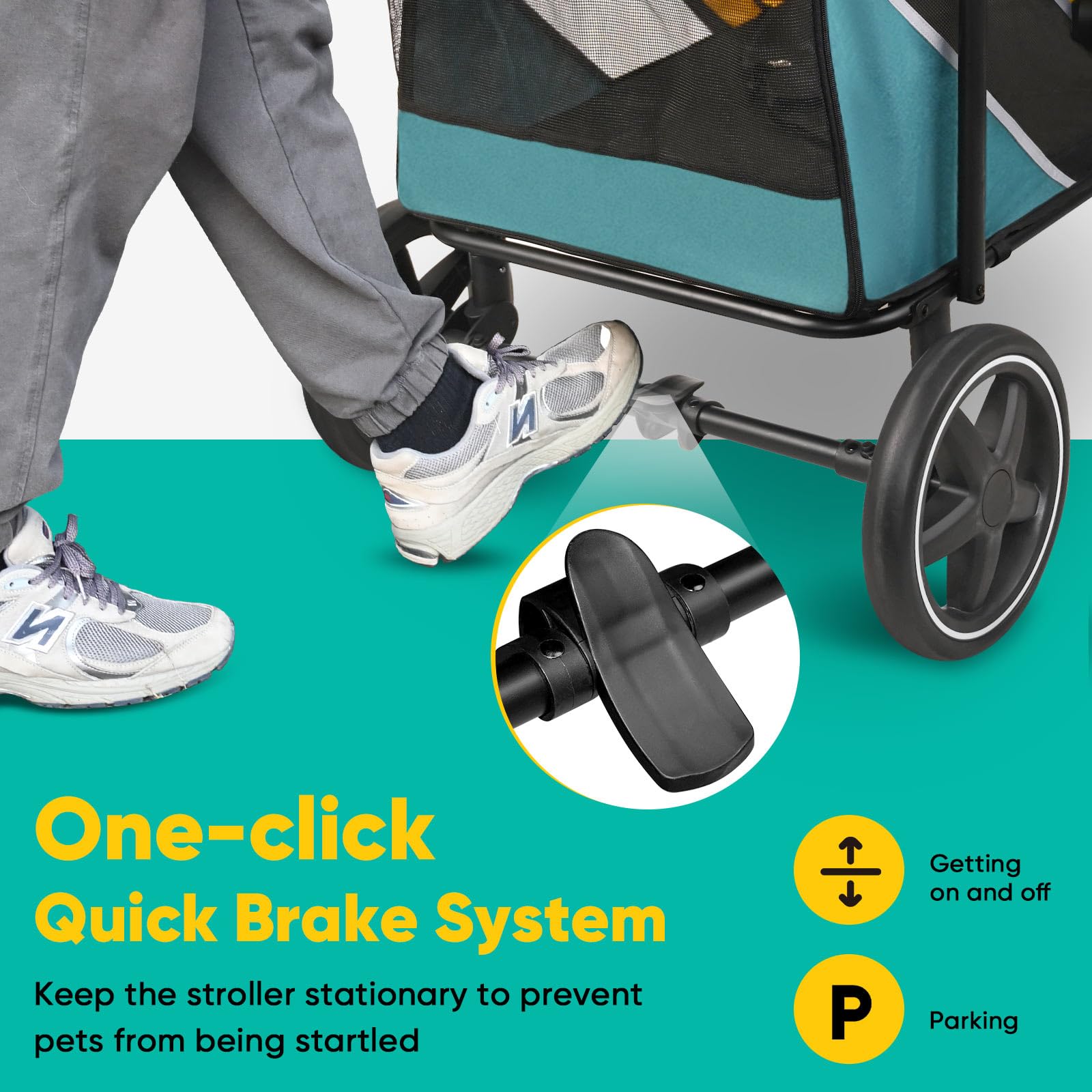 Petbobi Dog Stroller for Large Dogs - Easy Fold, Dual Entry, All Terrain, Green, up to 80 lbs