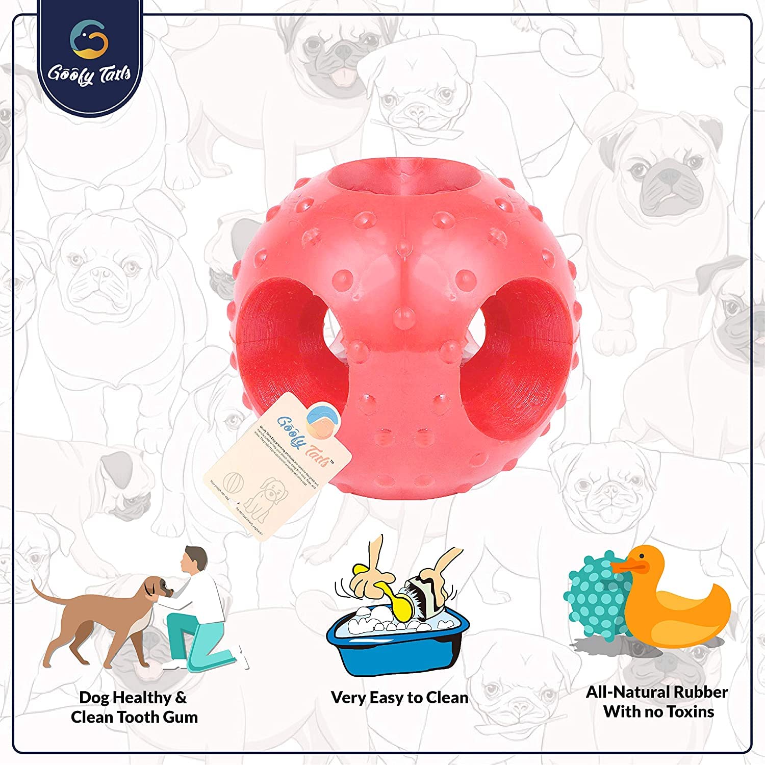 Goofy Tails Dog Ball Dog Toys Combo, Hard Squeaky Rubber Ball + Hole Ball Toys For Dogs, Chew Toys For Dogs, Squeaky Toys For Do
