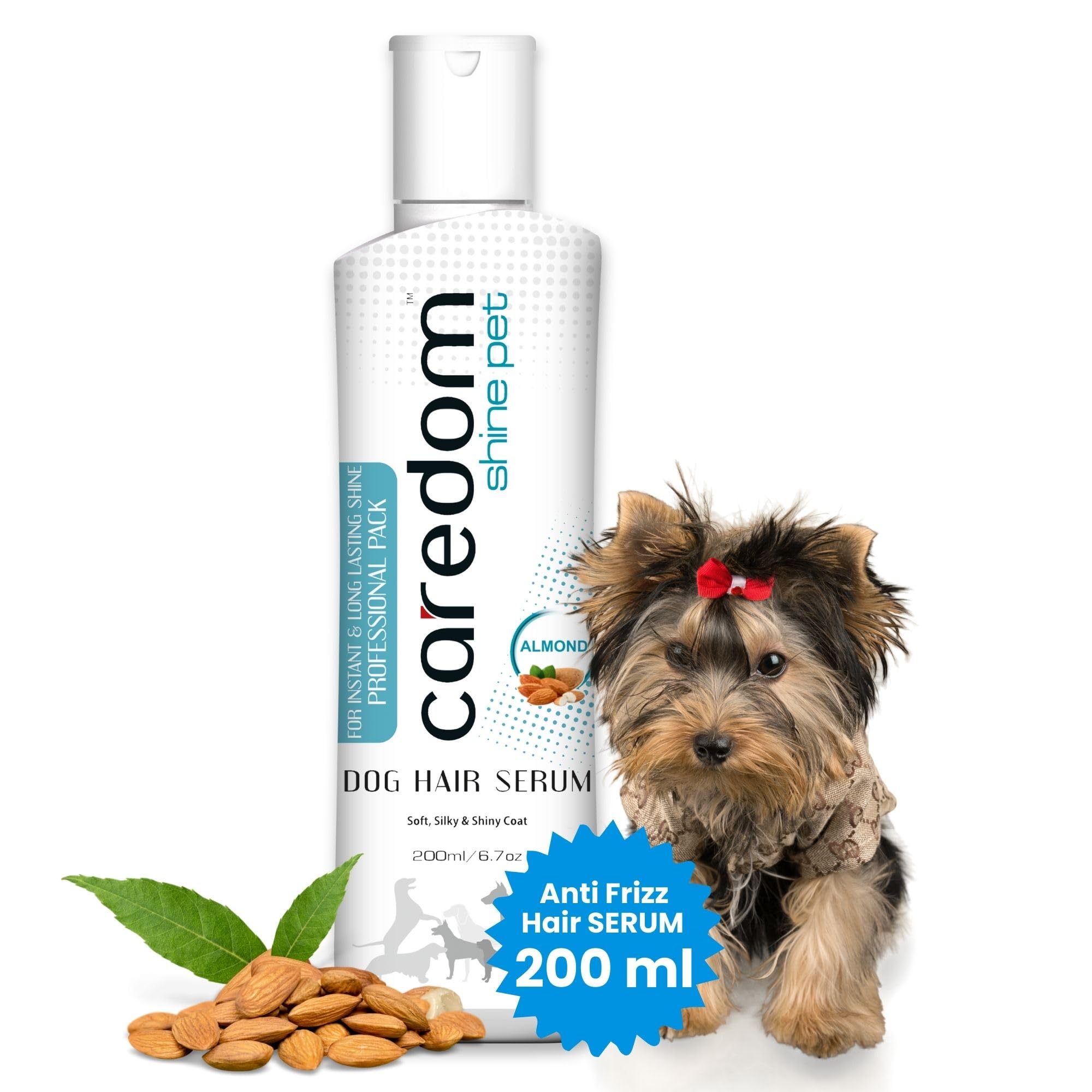 Caredom Dog Hair Serum And Shine Spray 200 Ml | Almond Enriched | Instant Shine & Detangler | Silky Smooth Coat | Lightweight No