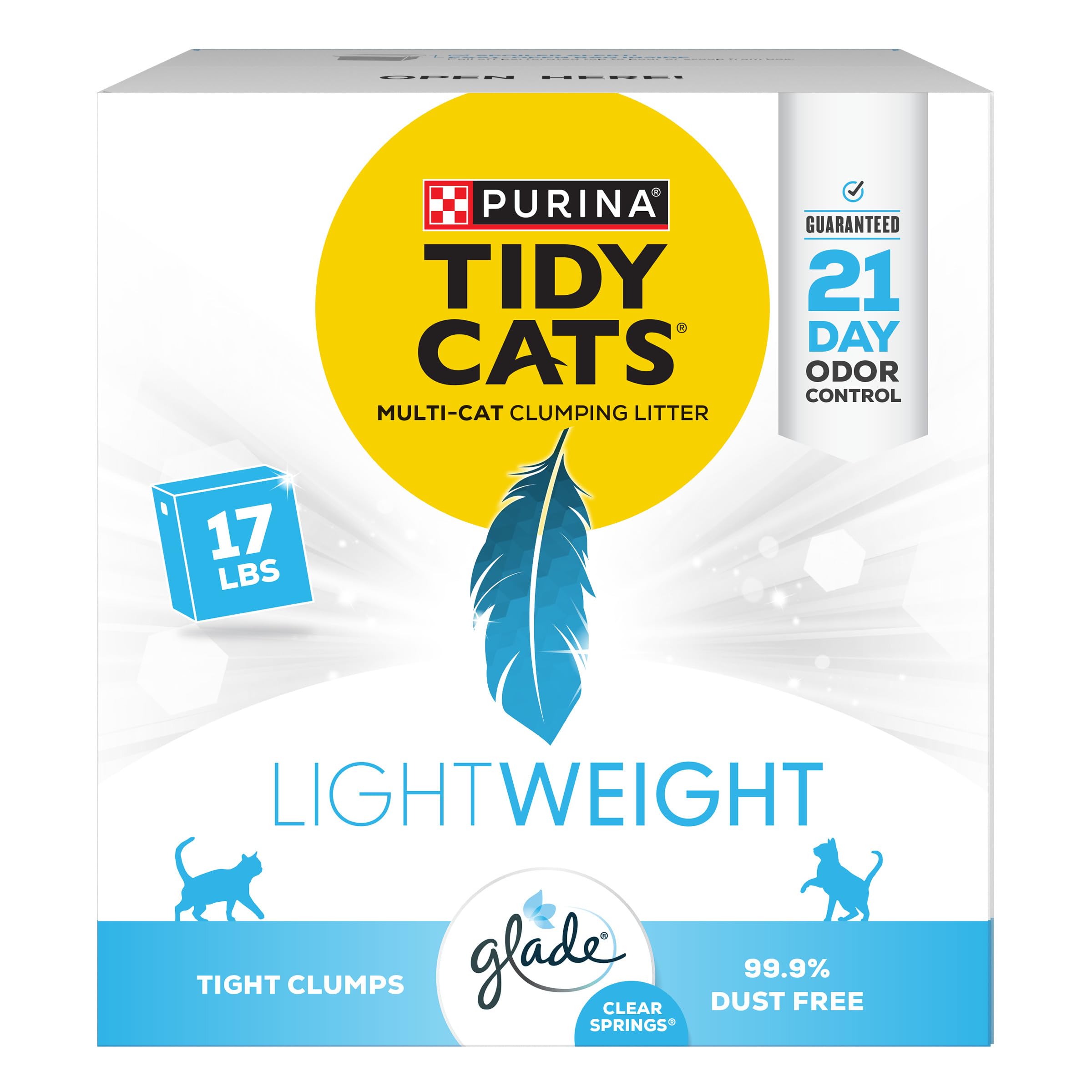 Purina Tidy Cats Low Dust, Multi Cat, Clumping Cat Litter Odor Control Formula, Lightweight Glade Clear Springs - 17 Lb. Box