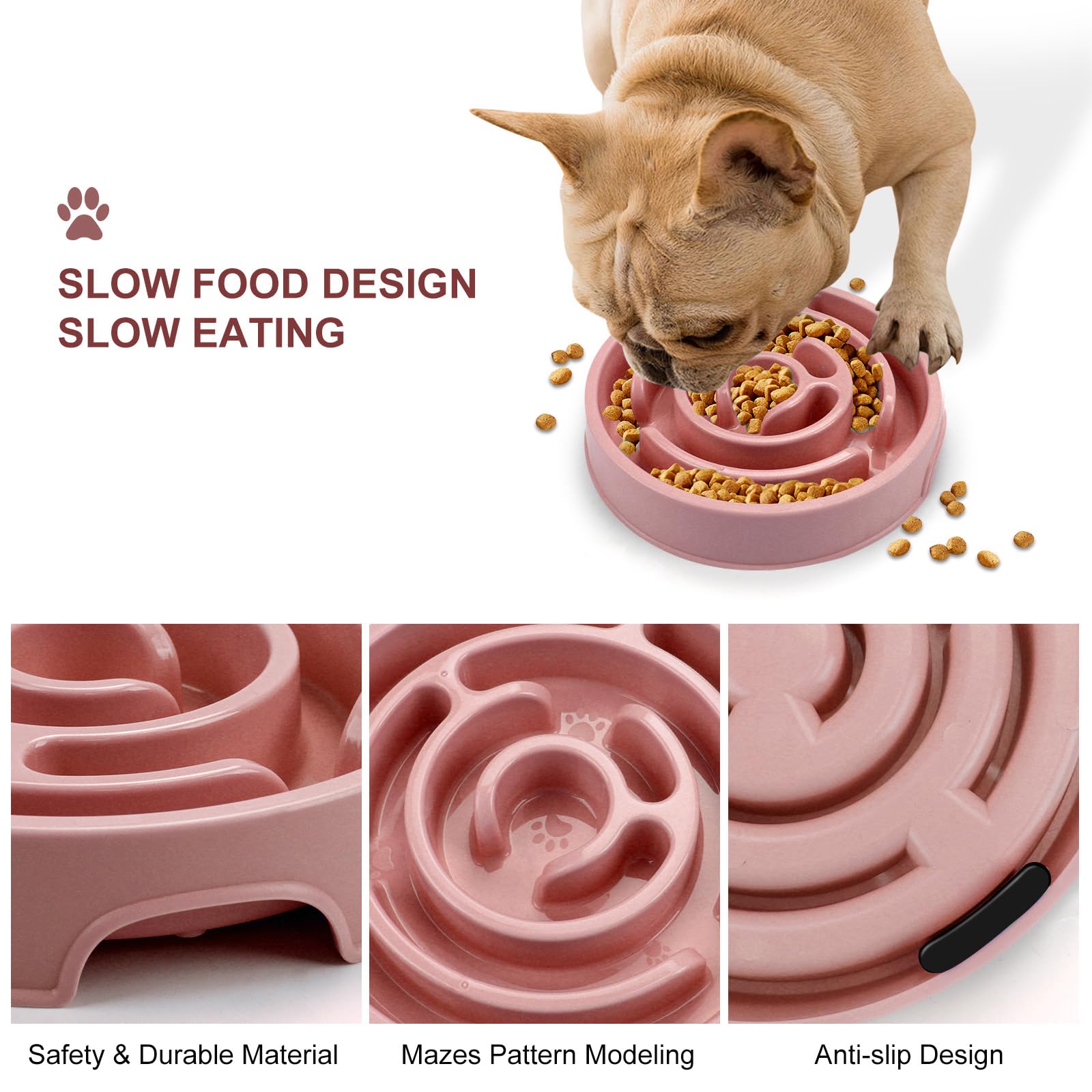 Slow Feeder Dog Bowls, Puzzle Dog Bowl with Anti-Slip, Slow Feeder & Non-Slip Design, Boredom and Anxiety Reducer, Suitable for