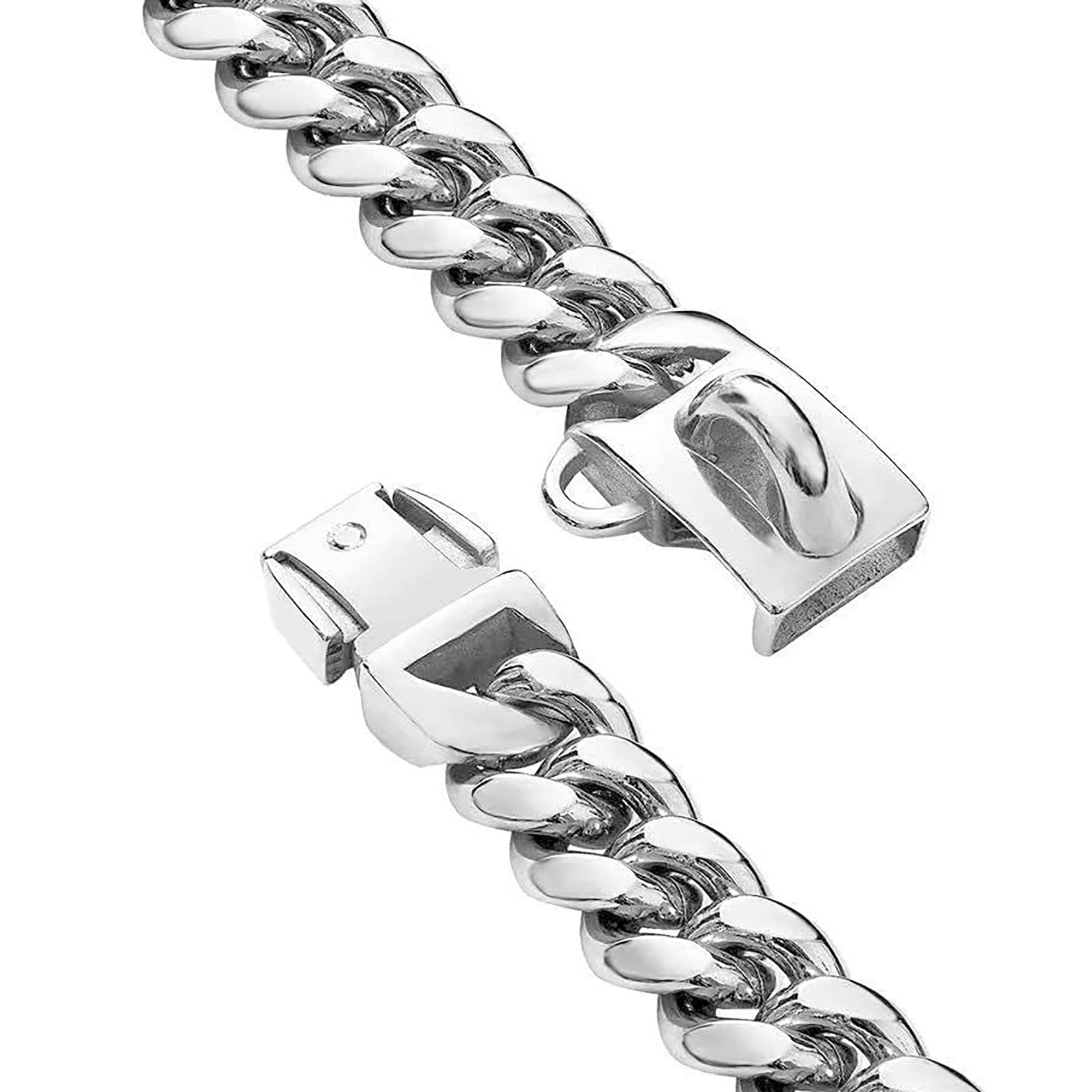 Baobote Gold Dog Chain Collar Walking Metal Chain Collar With Design Secure Buckle,14Mm Heavy Duty Cuban Link Chain Training Col