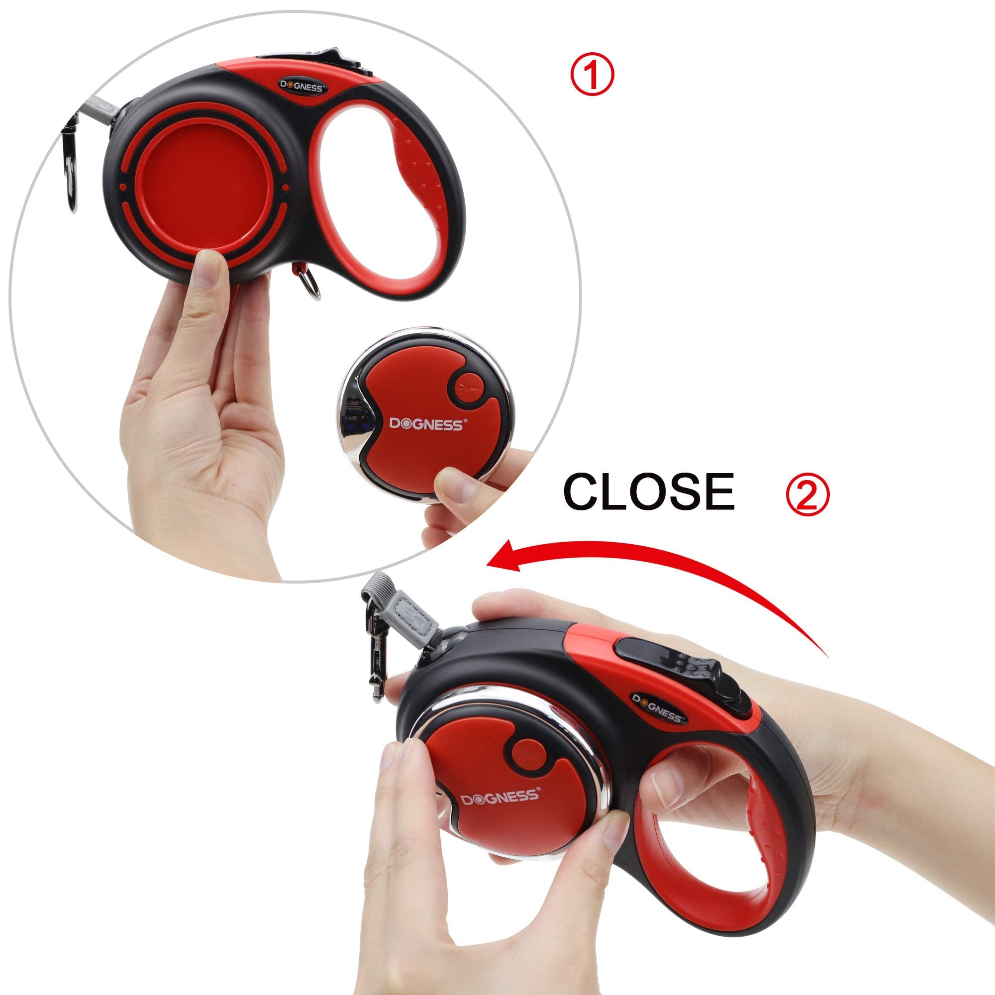 Dogness Smart Retractable Red Leash Boxed Set, 19' L