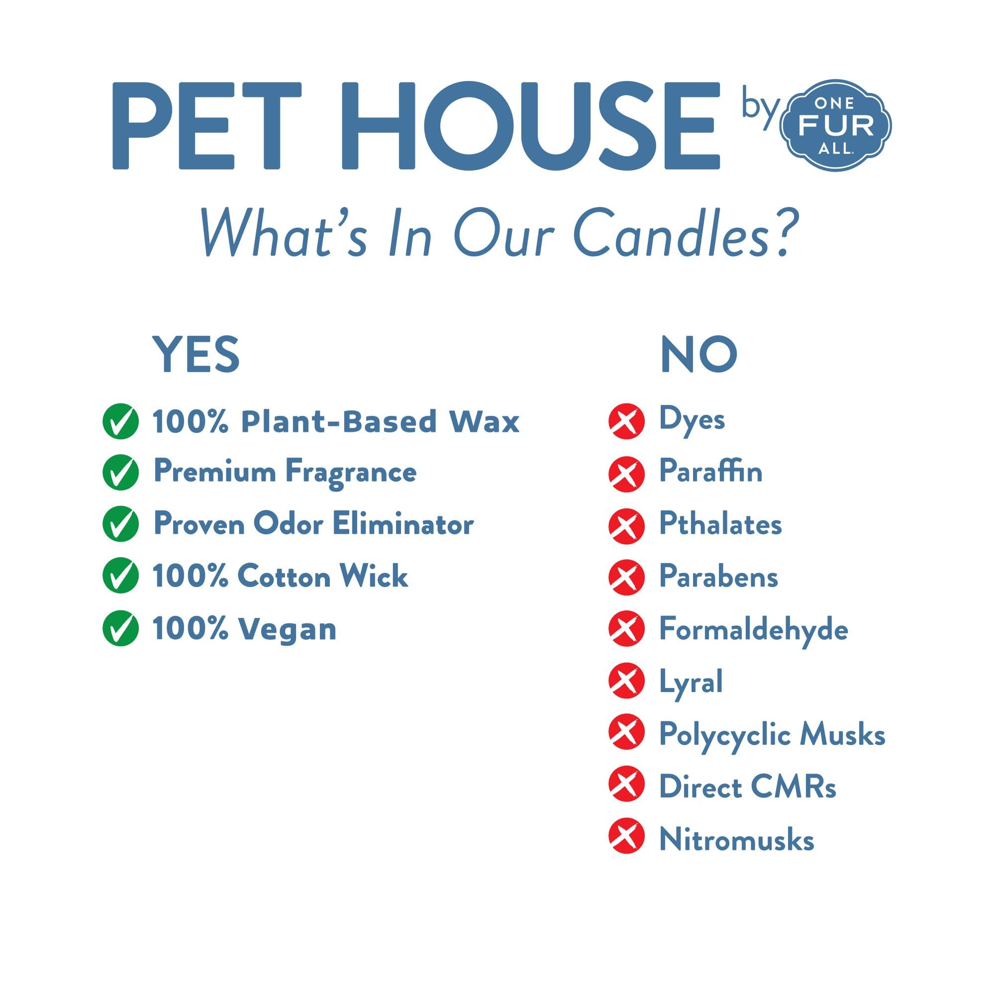 One Fur All Pet House Candle Plant-Based/Soy Candle - Clean Burning Scented Candles, Long Lasting Pet Odor Candle For Home - Mediterranean Sea