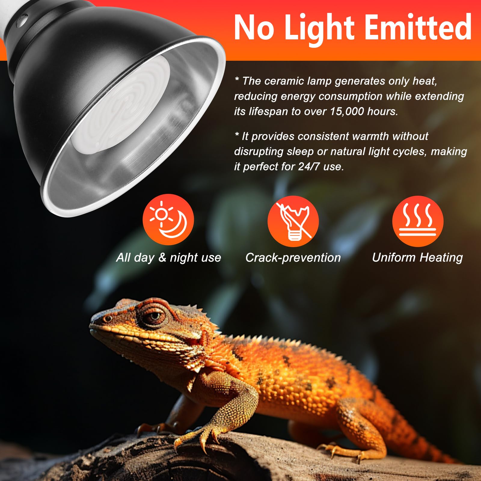 BOEESPAT High Efficiency 60W Ceramic Heat Emitters, Pack of 2 Reptile Heat Lamp Bulbs for Bearded Dragon, Lizard, Geckos, Iguana